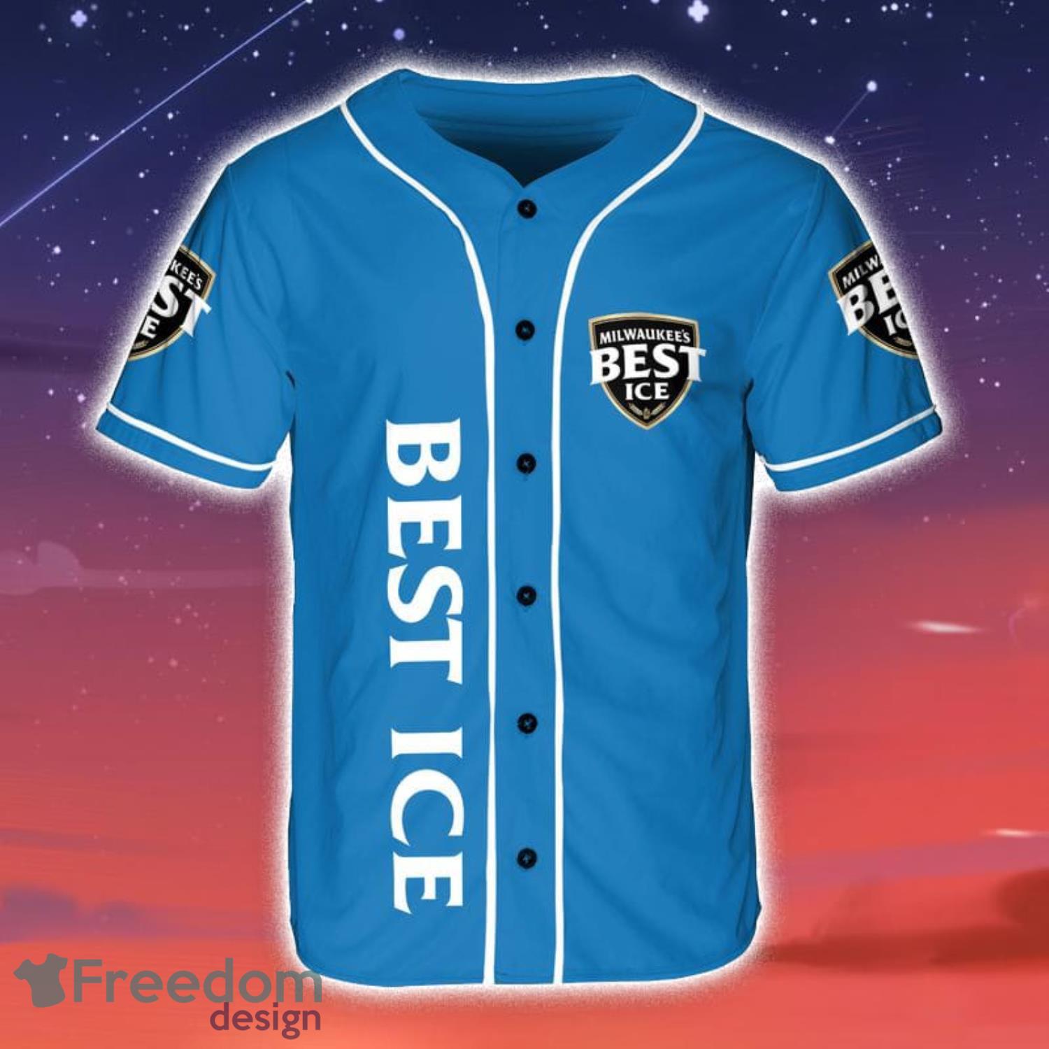 Milwaukee's Best Ice Beer Baseball Jersey Shirt Summer Gift For Sport Fans image Milwaukee's Best Ice Beer Baseball Jersey Shirt Summer Gift For Sport Fans Product Photo 1