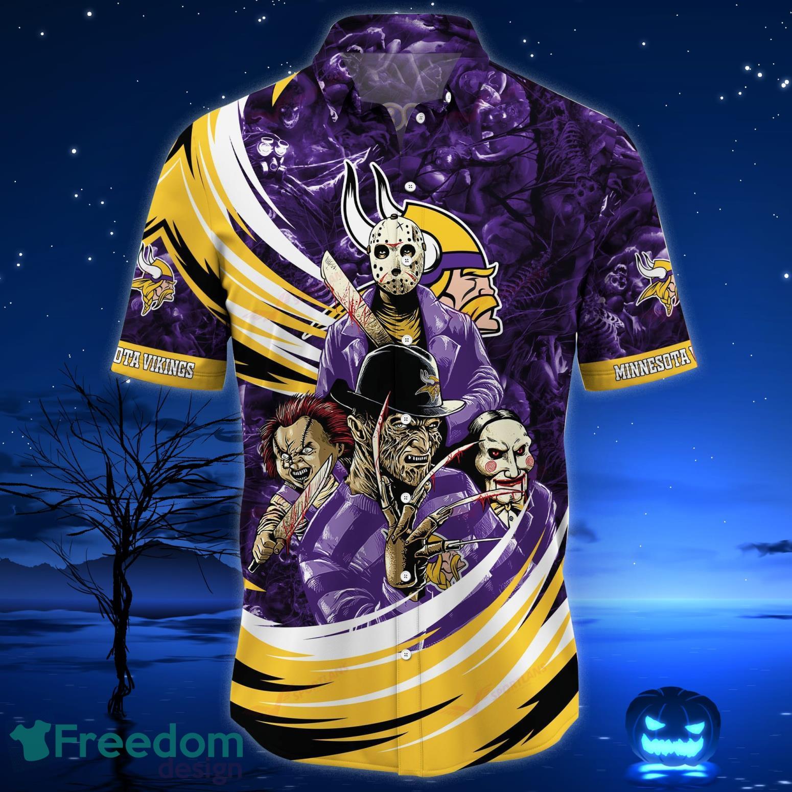Minnesota Vikings NFL Horror Movies Character Hawaiian Shirt And Shorts  Halloween Gifts - Freedomdesign