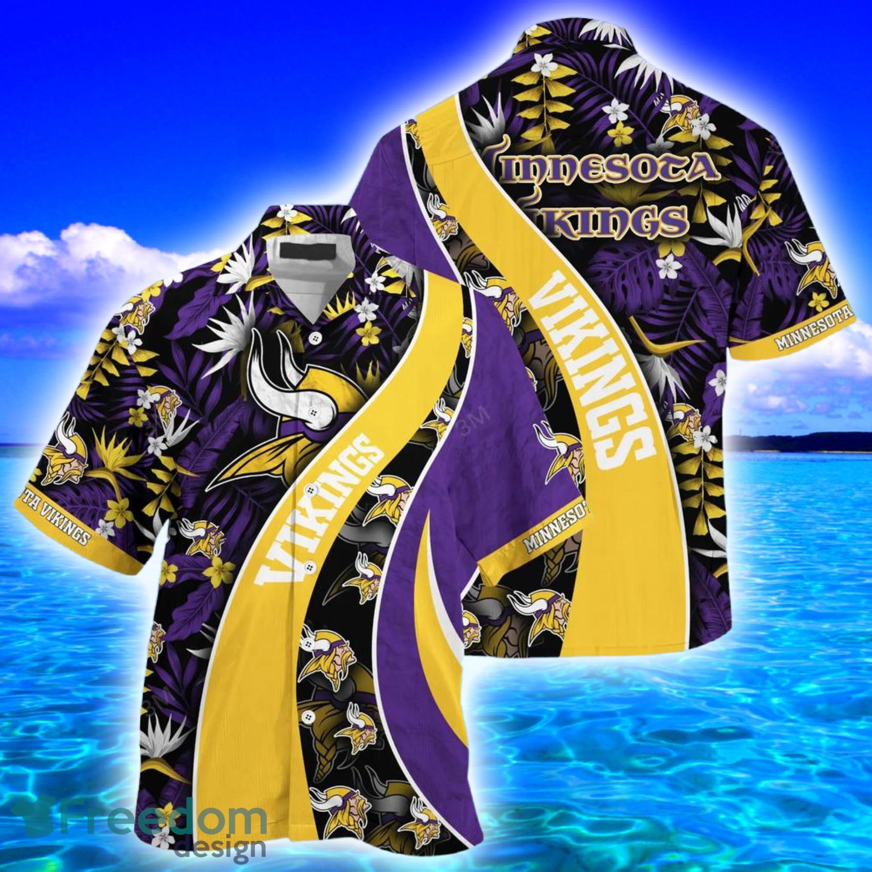 Minnesota Vikings Tropical Horizons Purple Button-Up print for mens  hawaiian shirt - Freedomdesign