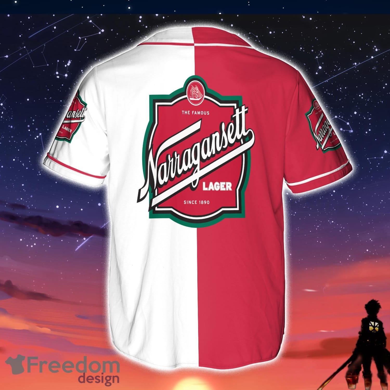 Black And Maroon Split Narragansett Beer Baseball Jersey Shirt For