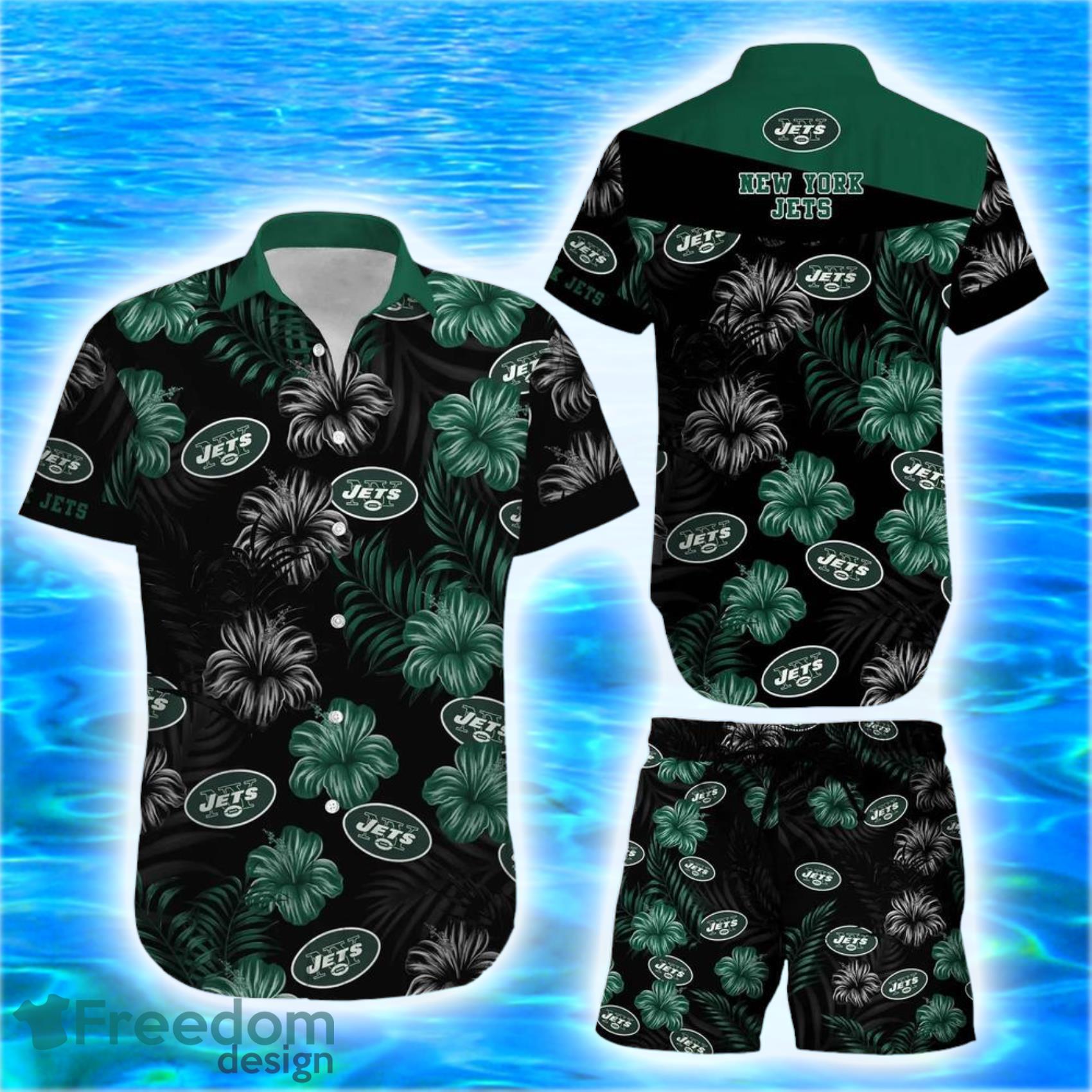 New York Jets NFL Graphic Tropical Pattern And US Flag Vintage