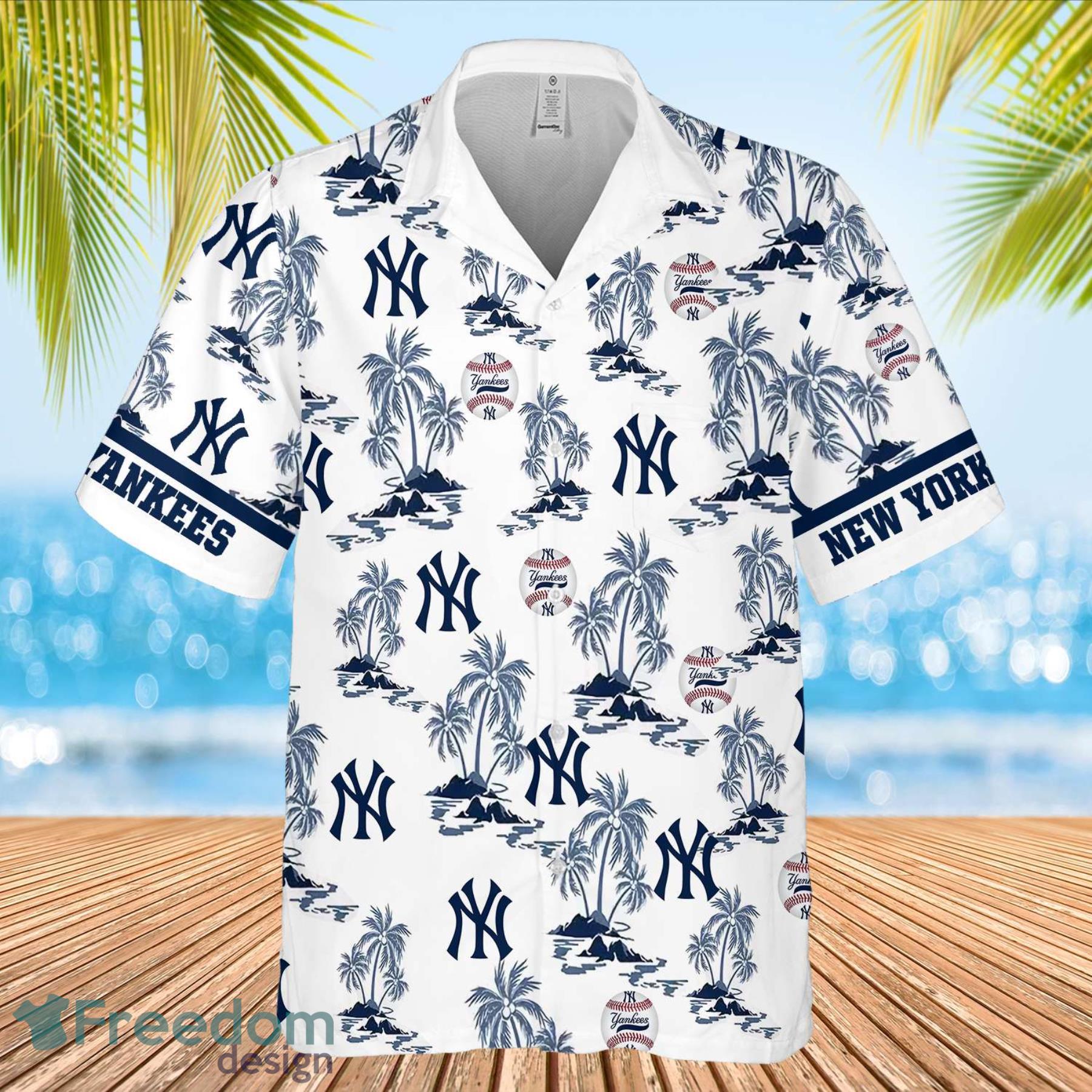 Funny New York Yankees Tropical Floral America Flag Custom Name Hawaiian  Shirt - Freedomdesign