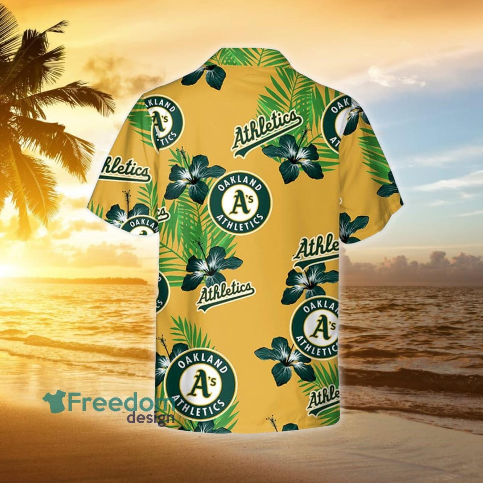 Oakland A's Hibiscus Flower Pattern 3D All Over Print Hawaiian Shirt Gift  For Athletics Jersey Baseball - Freedomdesign