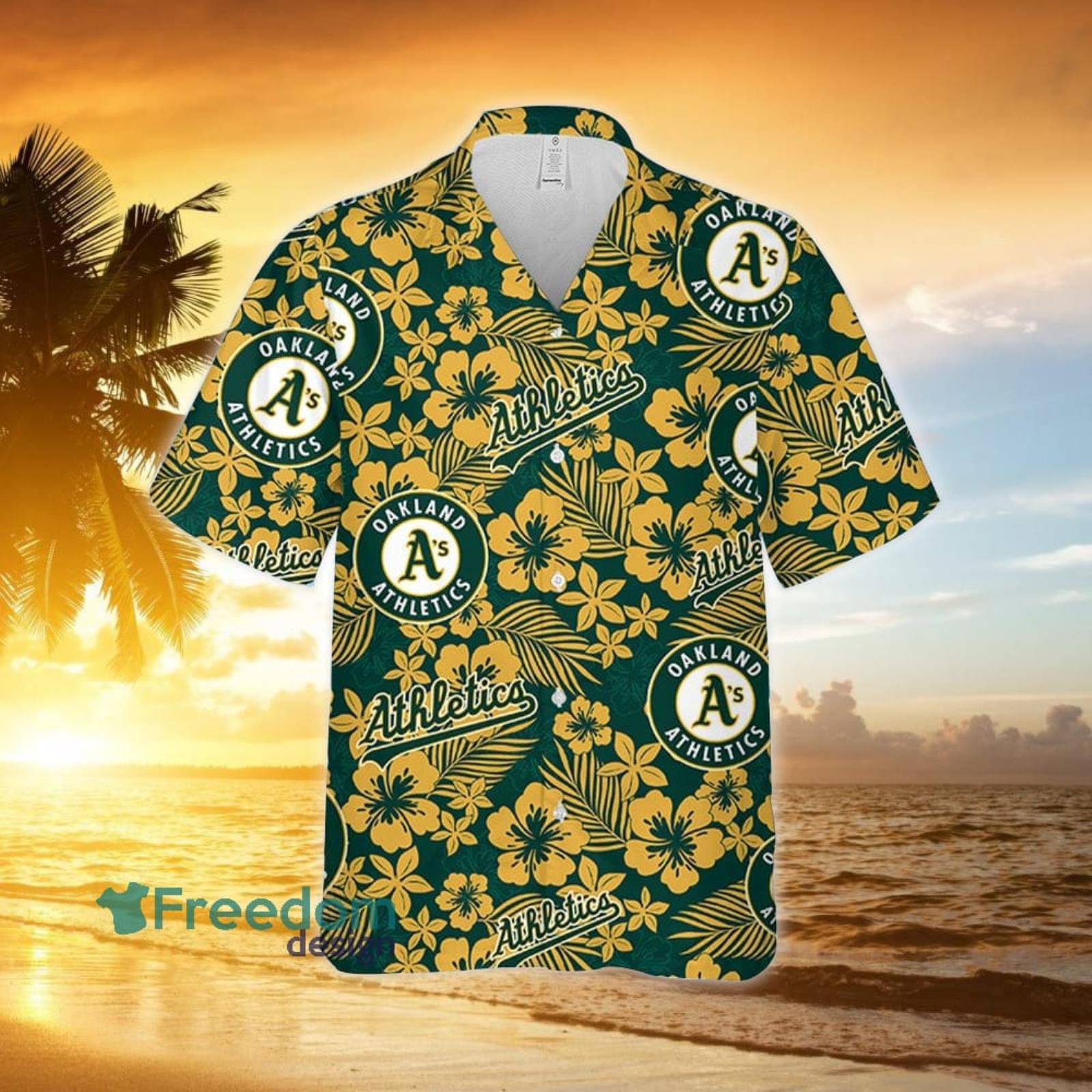 Oakland Athletics Yellow Hibiscus Tropical Hawaiian Shirt For Fans -  Freedomdesign