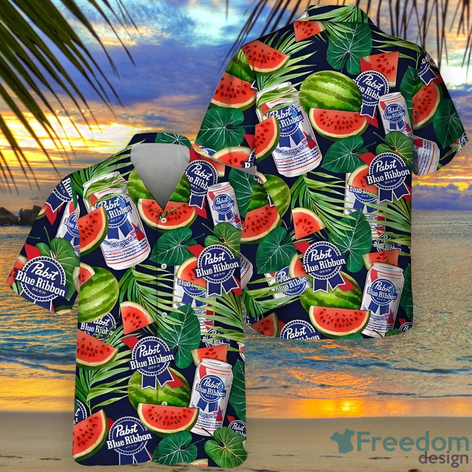 Pabst Blue Ribbon Hawaiian Shirt Beer Gift For Beach Trip