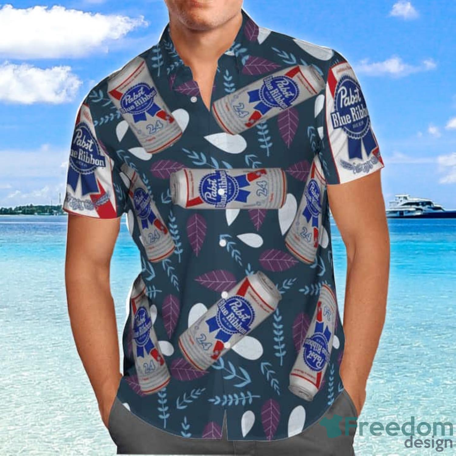 Pabst Blue Ribbon Hawaiian Shirt Beer Gift For Beach Trip