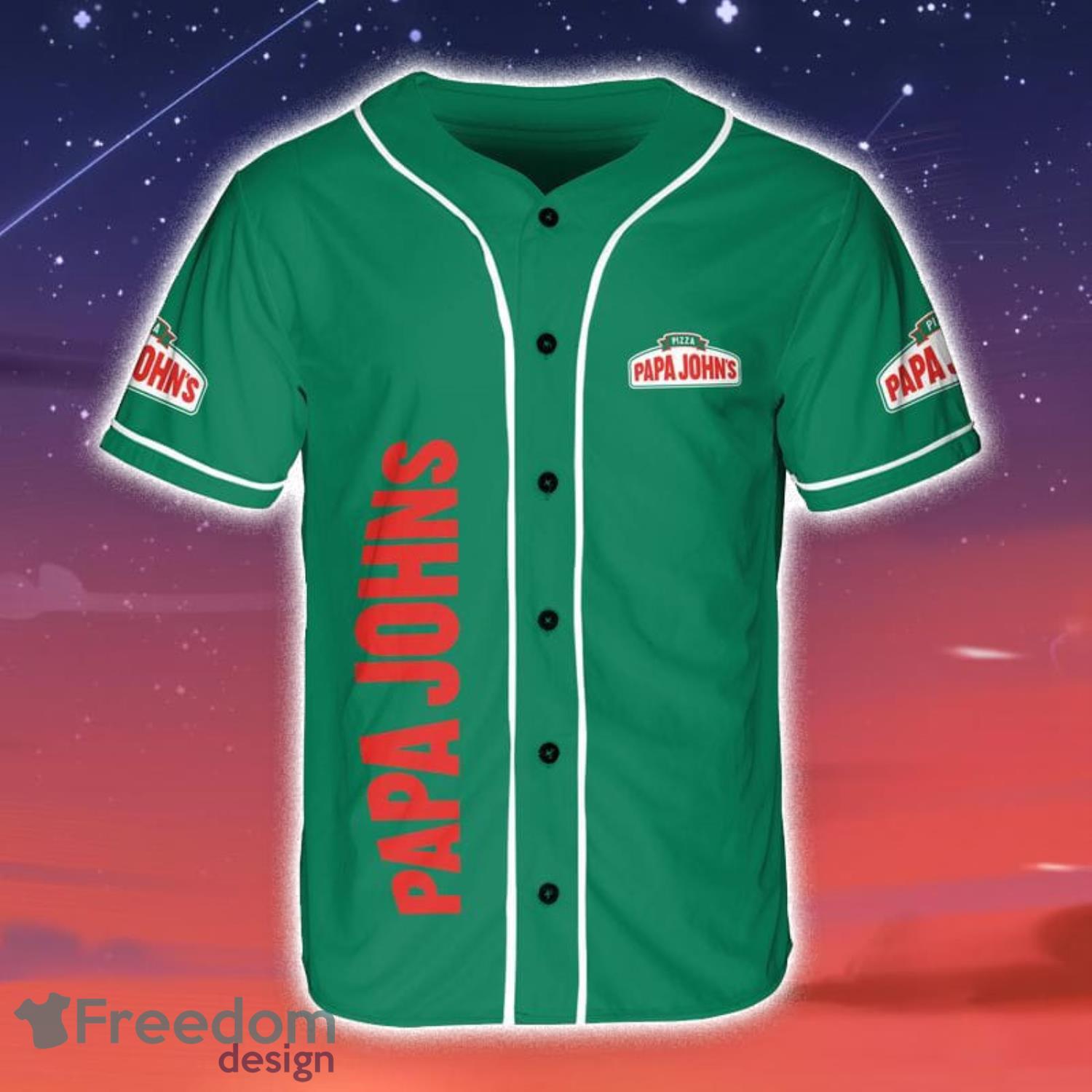 Papa John's Pizza Green Baseball Jersey - T-shirts Low Price