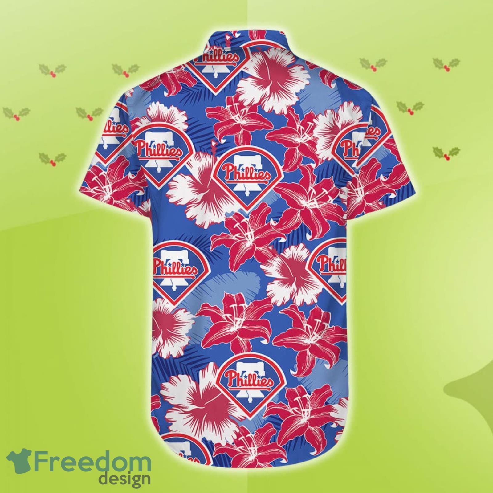 Philadelphia Phillies Pink Flower And Logo Pattern Hawaiian Shirt For Fans  - Freedomdesign