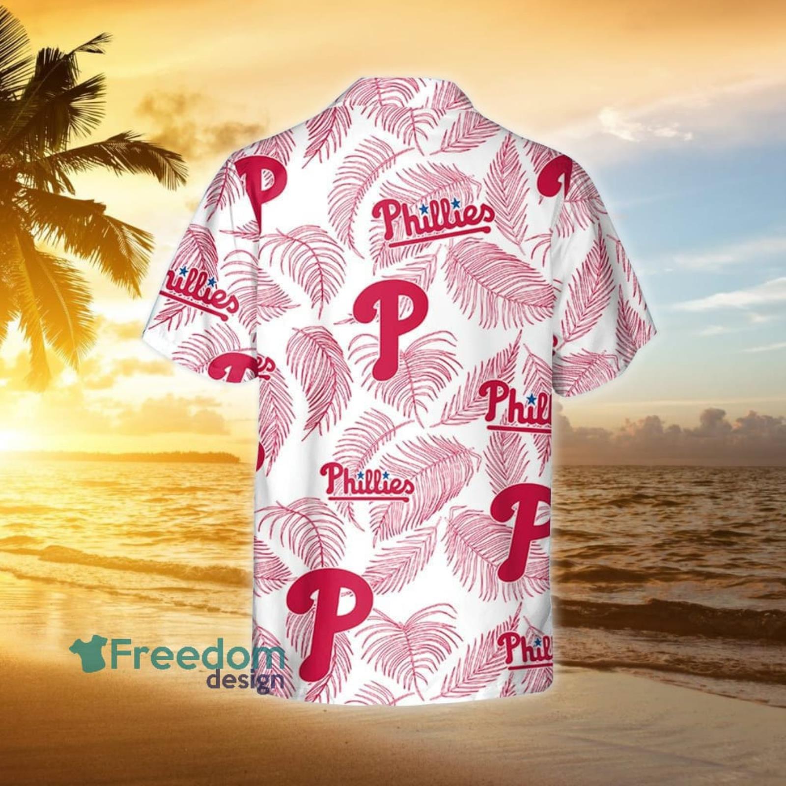 Philadelphia Phillies Pink Flower And Logo Pattern Hawaiian Shirt For Fans  - Freedomdesign