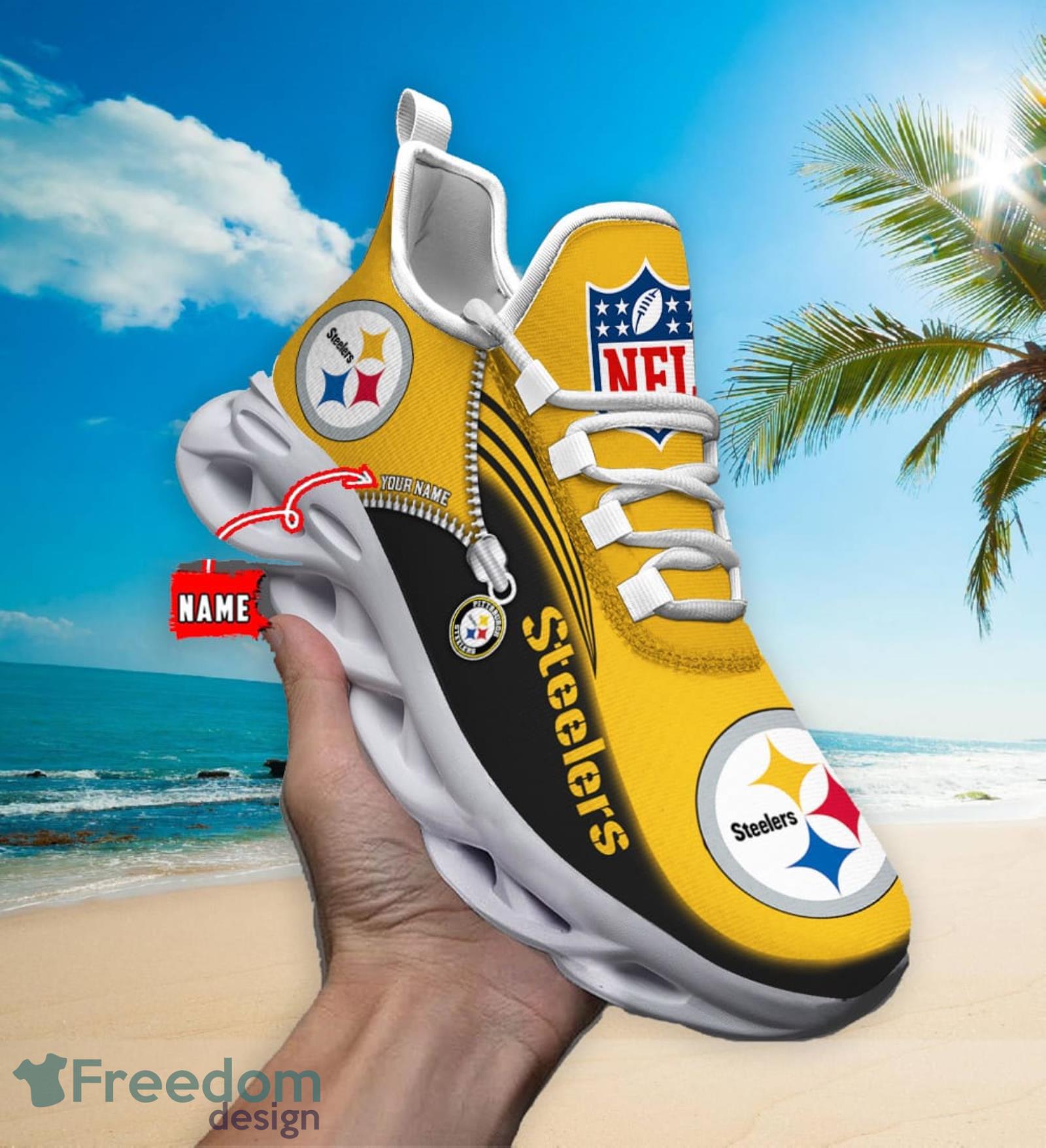 Custom Name Pittsburgh Steelers Sneakers Max Soul Shoes For Men