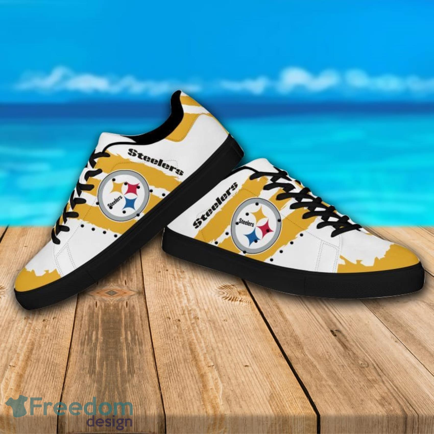 Pittsburgh Steelers NFL Scratch Effect Low Top Skate Shoes For Men And Women  - Freedomdesign