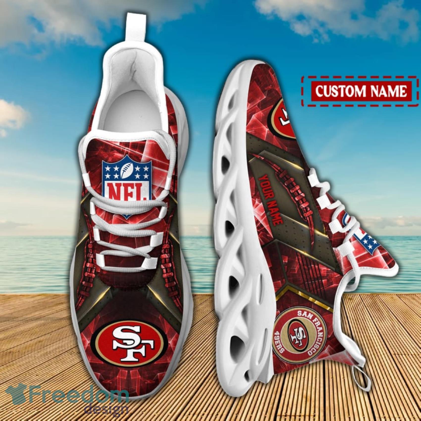 San Francisco 49ers NFL Light Abstract Pattern Custom Name Max Soul Shoes  For Men And Women - Freedomdesign