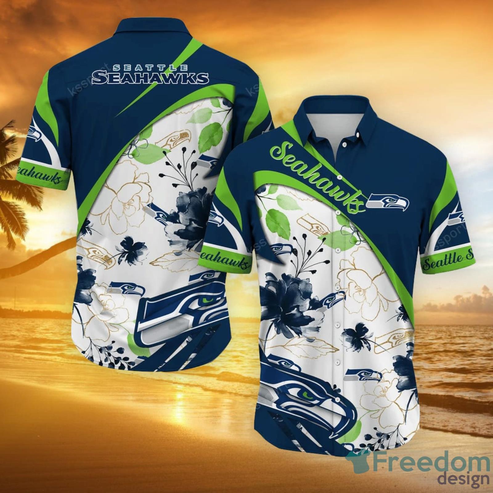 Seattle Seahawks NFL And Flowers Short Sleeves Hawaiian Shirt