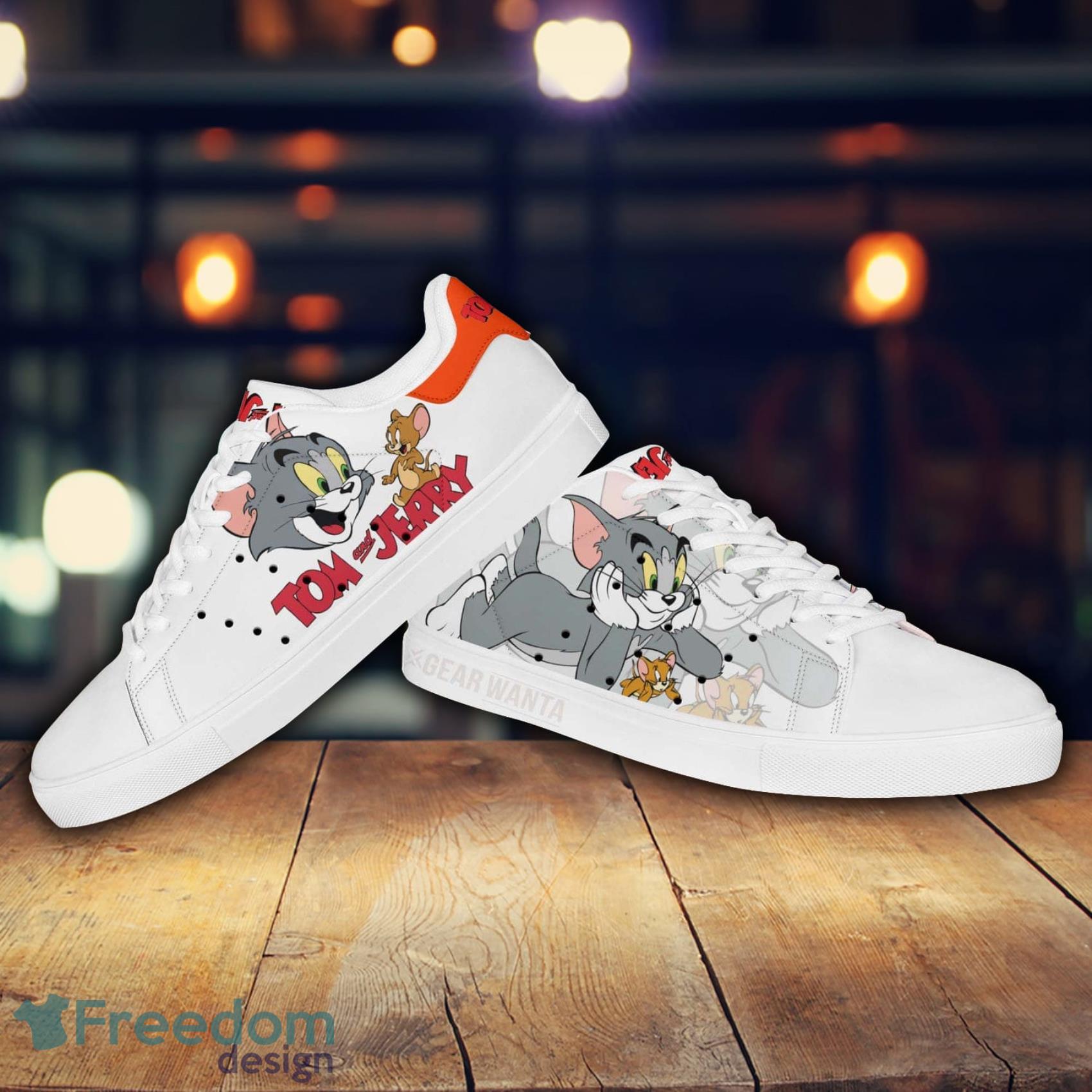 Tom & Jerry Tom Cartoon Lovely White Cute Skate Shoes Gift For Men And Women Product Photo 2 Tom & Jerry Tom Cartoon Lovely White Cute Skate Shoes Gift For Men And Women Product Photo 2