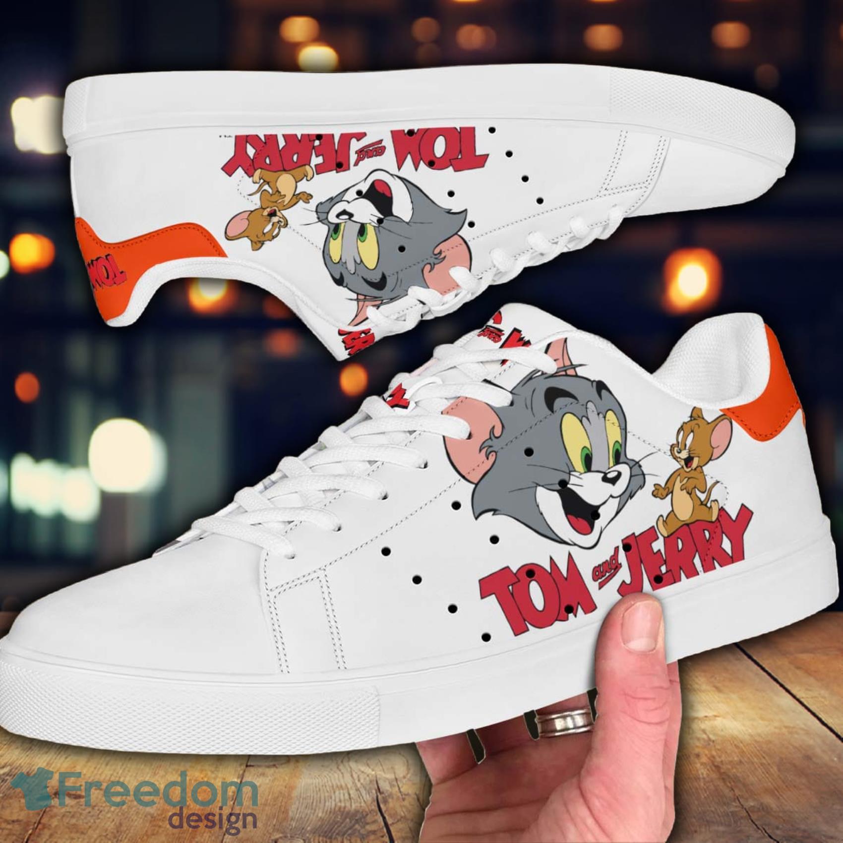 Tom & Jerry Tom Cartoon Lovely White Cute Skate Shoes Gift For Men And Women image Tom & Jerry Tom Cartoon Lovely White Cute Skate Shoes Gift For Men And Women Product Photo 3