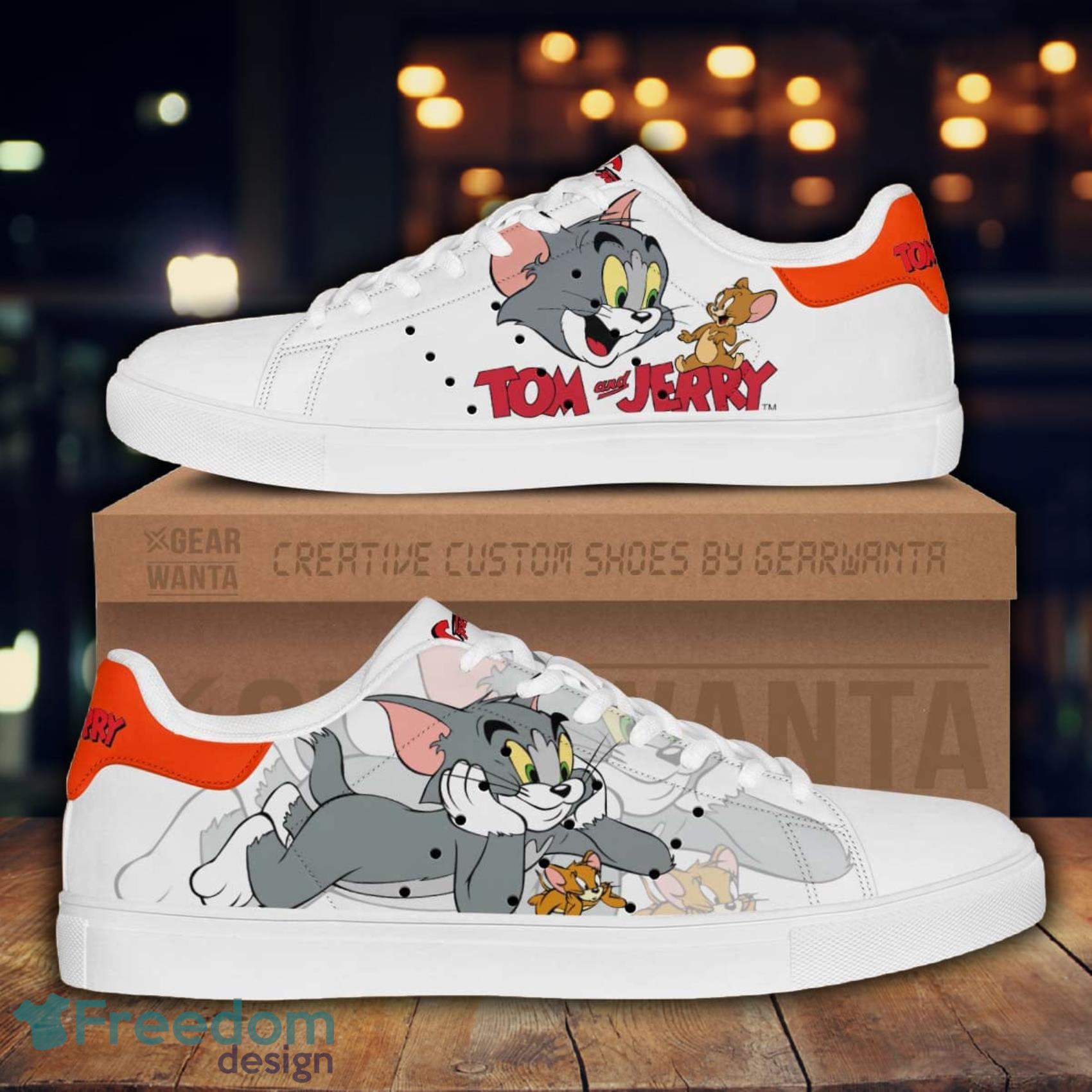 Tom & Jerry Tom Cartoon Lovely White Cute Skate Shoes Gift For Men And Women Product Photo 1 Tom & Jerry Tom Cartoon Lovely White Cute Skate Shoes Gift For Men And Women Product Photo 1
