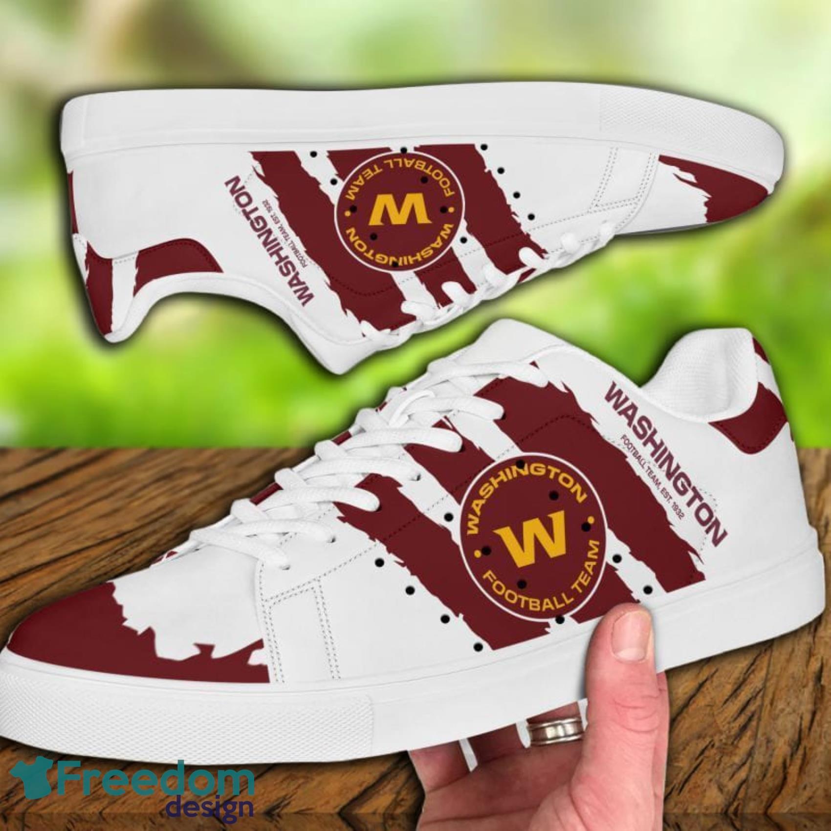 Washington Football Team Scratch Effect NFL Low Top Skate Shoes For Men And Women Product Photo 1 Washington Football Team Scratch Effect NFL Low Top Skate Shoes For Men And Women Product Photo 1