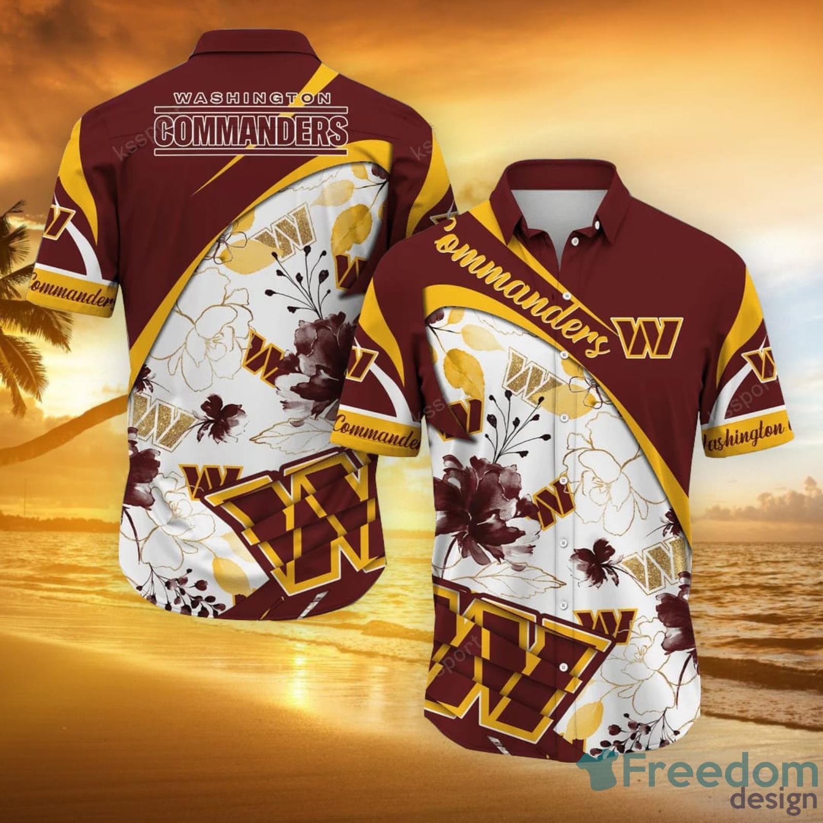 Washington Redskins Tropical Floral Custom Name Aloha Hawaiian Shirt