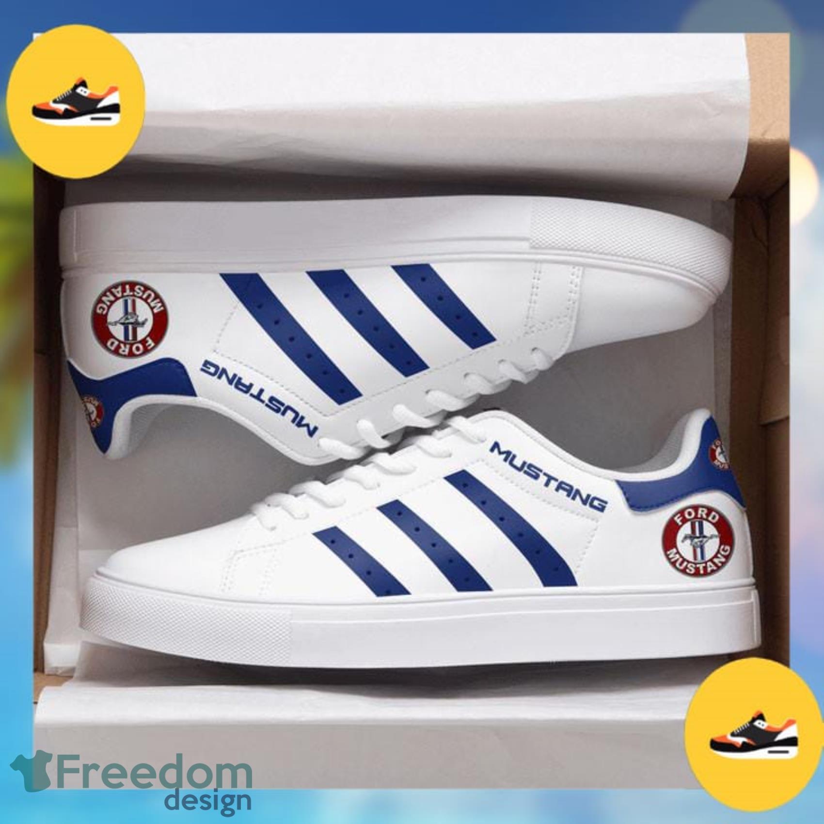 White Ford Mustang Luxury Car 3k943 AOP Print Low Top Leather Skate Shoes Product Photo 2
