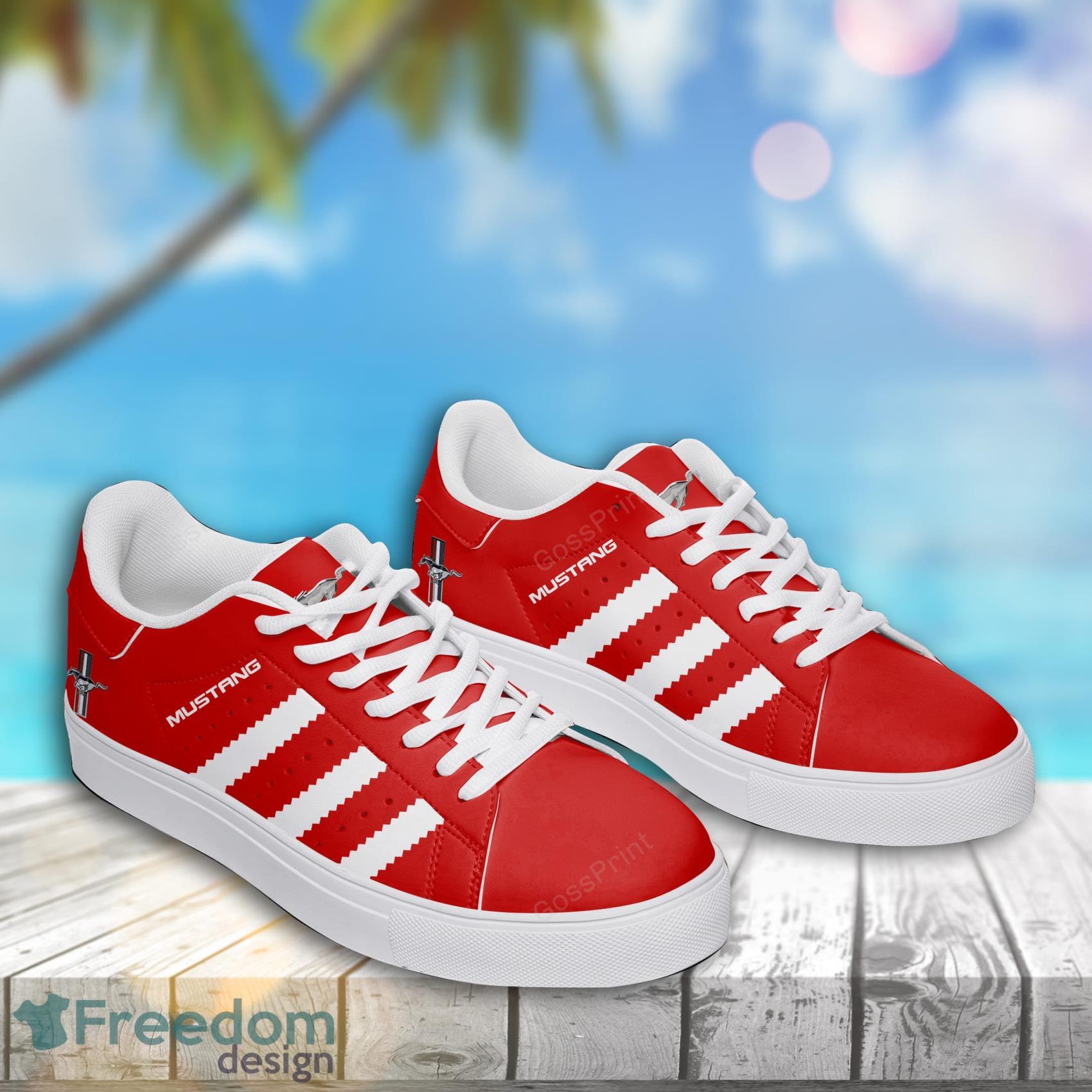White Mustang Car Low Top Tennis Shoes Fashion Sneakers Product Photo 2