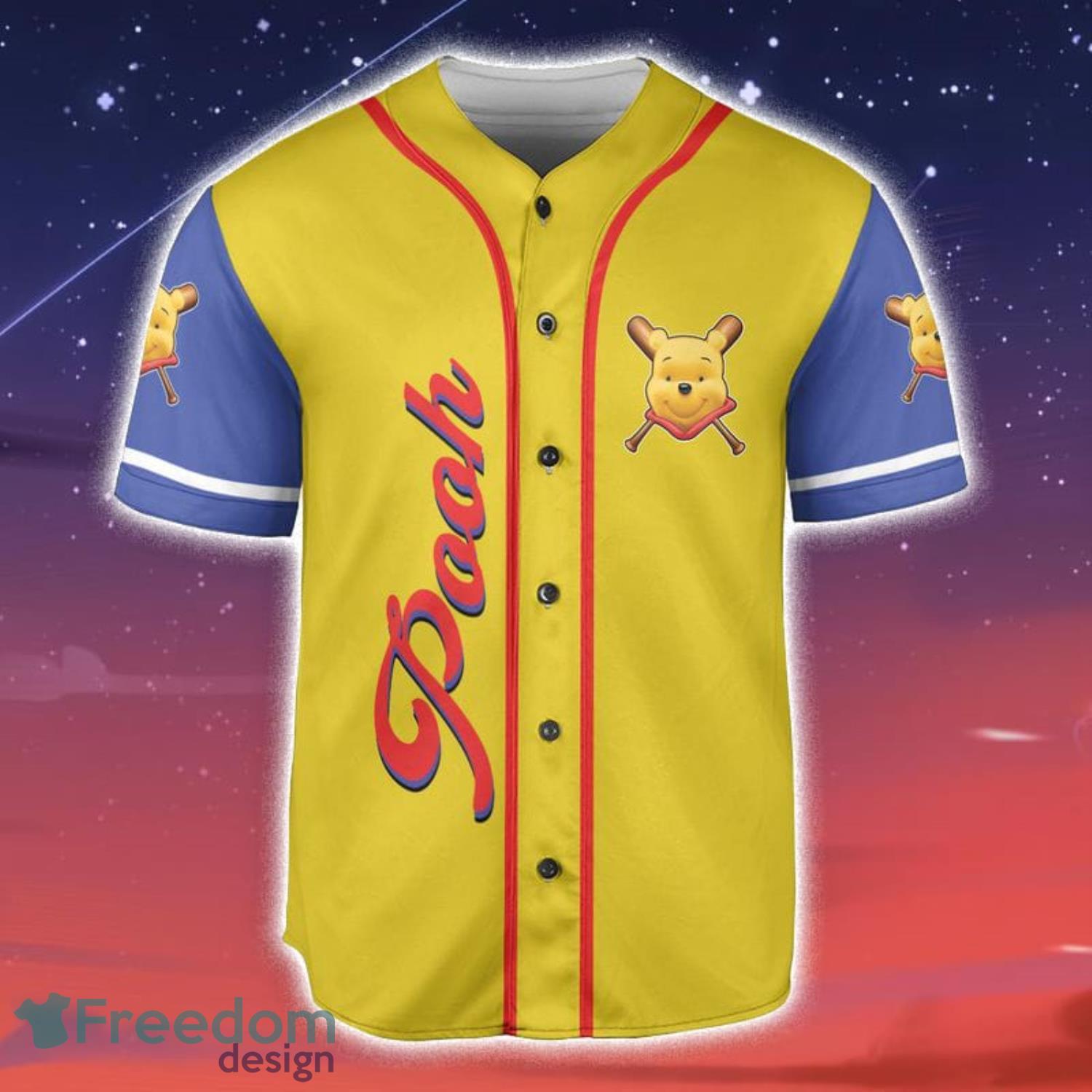 Custom Number And Name Pooh Basketball Red Yellow Baseball Jersey Disney  Men And Women Gift For Fans - Freedomdesign