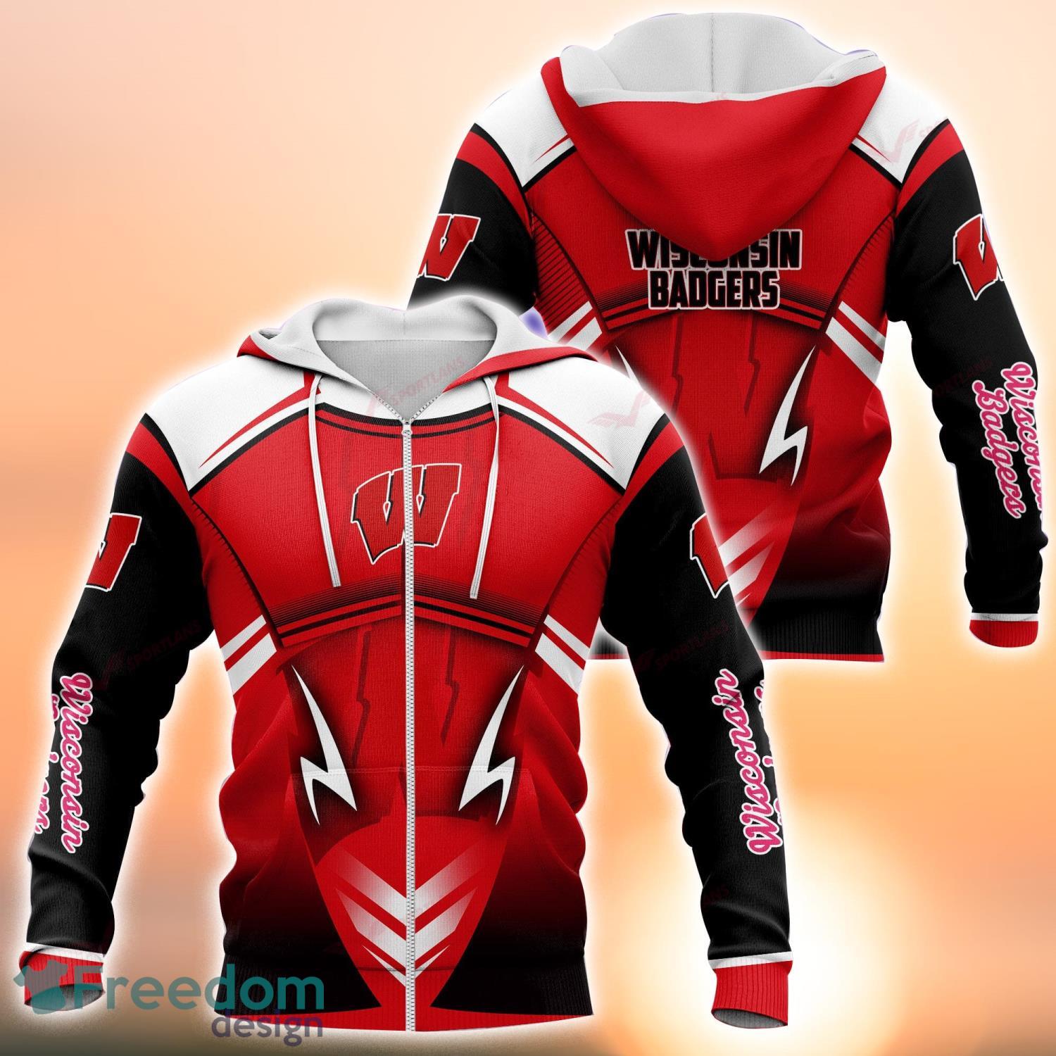 Wisconsin Badgers NCAA T-Shirt Hoodie Sweatshirt All Over Print 3D Shirt Product Photo 3 Wisconsin Badgers NCAA T-Shirt Hoodie Sweatshirt All Over Print 3D Shirt Product Photo 3