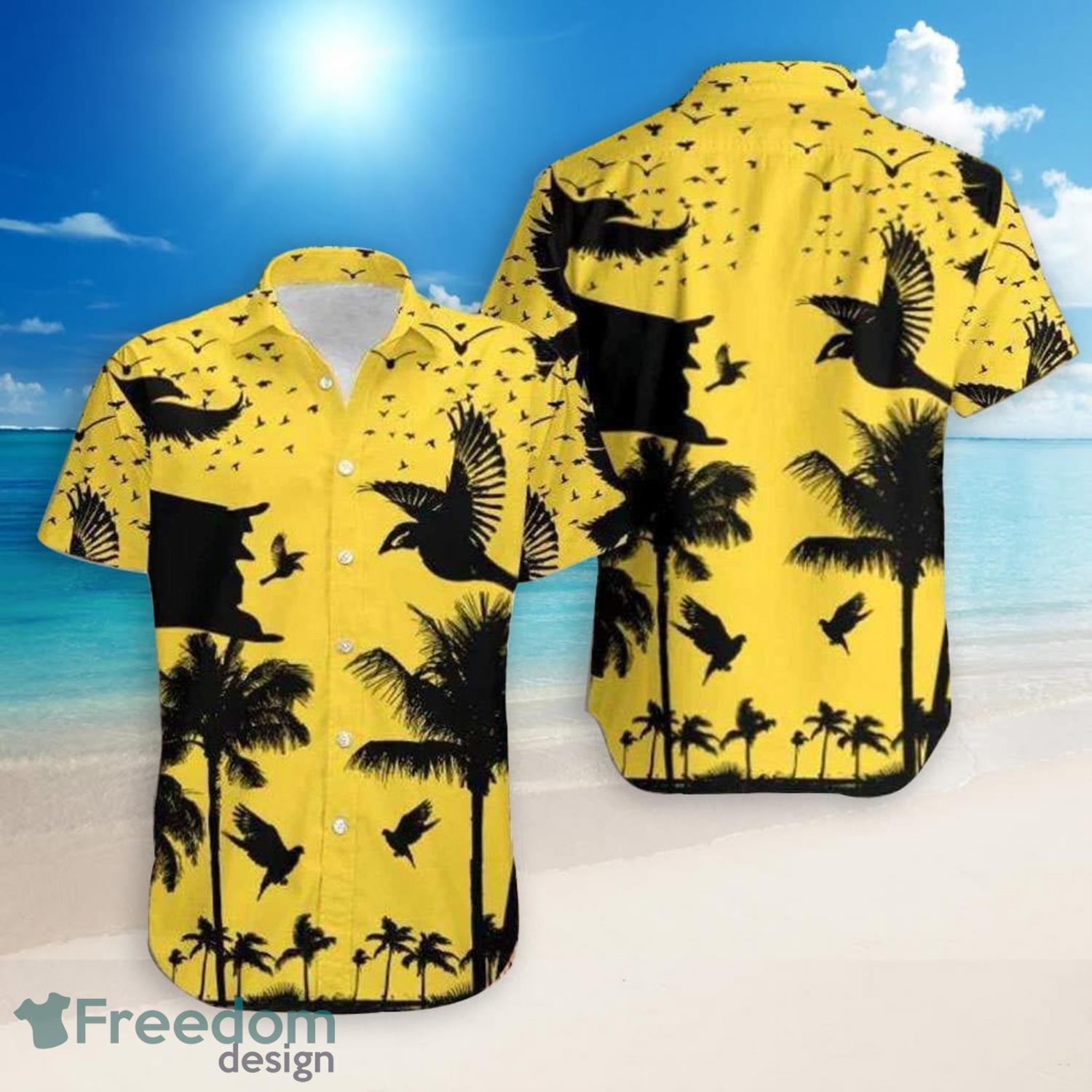 Yellow Beach Shirt Coconut Beach Black And Yellow Summer Gift Hawaiian Shirt Product Photo 1