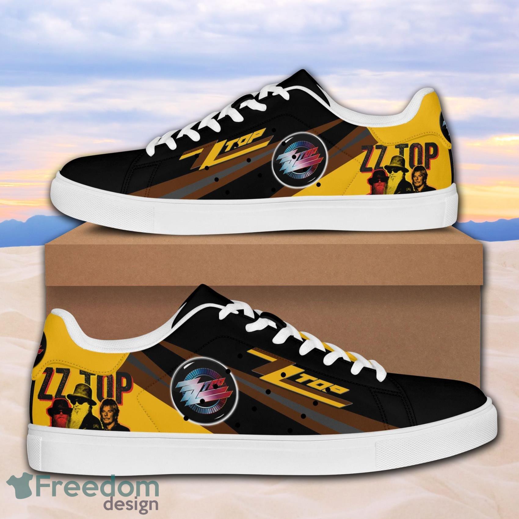 Zz Top Rock Band 5k8 AOP Print Low Top Leather Skate Shoes Product Photo 1