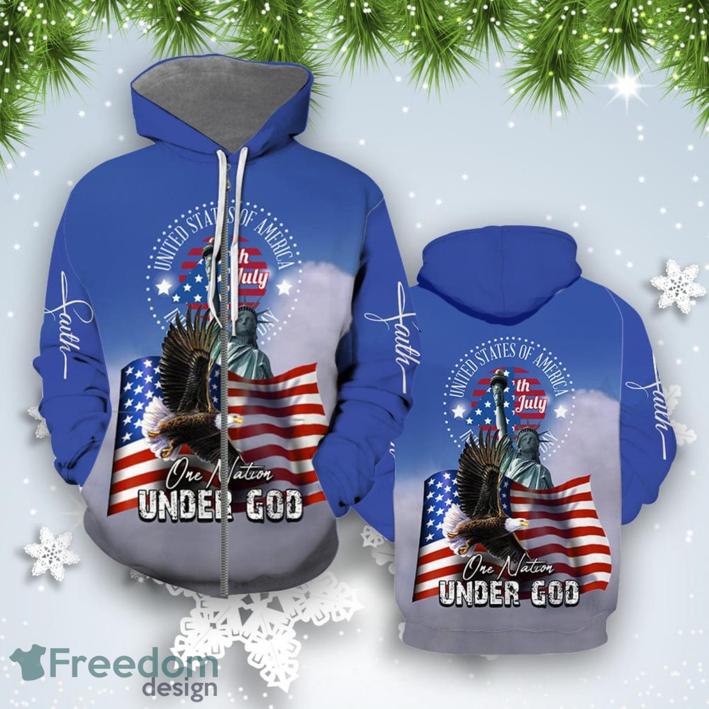 4th Of July One Nation Under God Independence Day All Over Print Hoodie For Men And Women Best Gift Product Photo 2