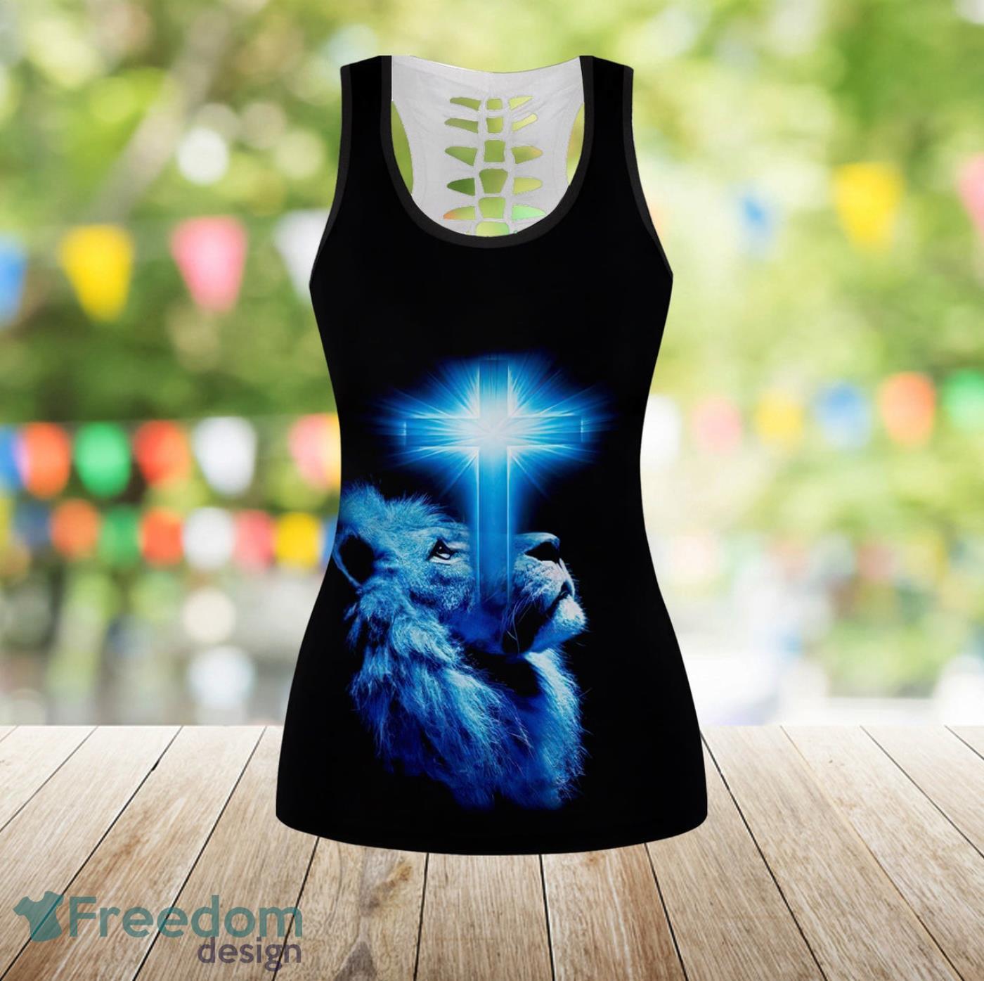 A Child Of God A Man Of Faith Legging And Hollow Tank Top Gift For Women Product Photo 2