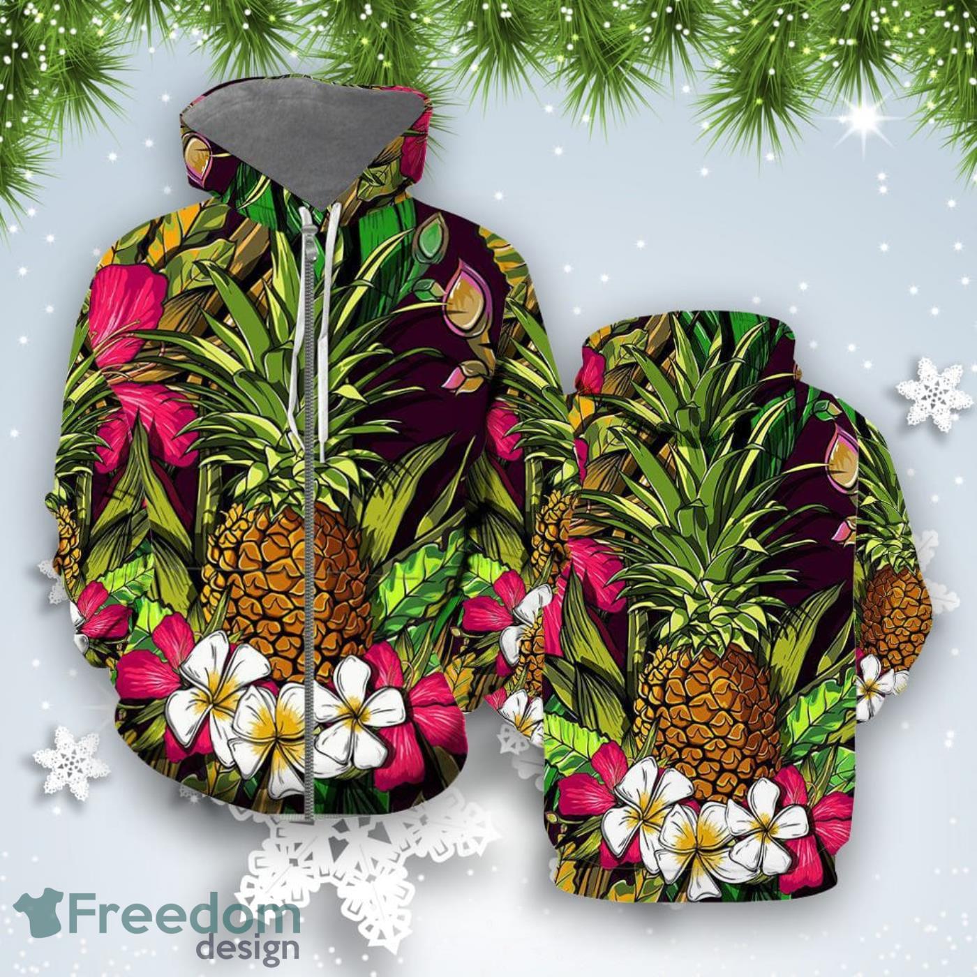 Amazing Tropical Flowers Polynesian Pineapple All Over Print Hoodie For Men And Women Best Gift Product Photo 2