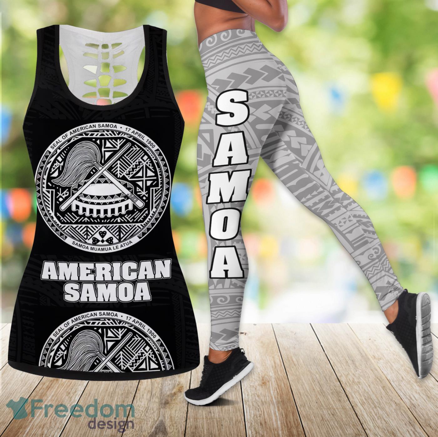 American Samoa Legging And Hollow Tank Top Gift For Women Product Photo 1