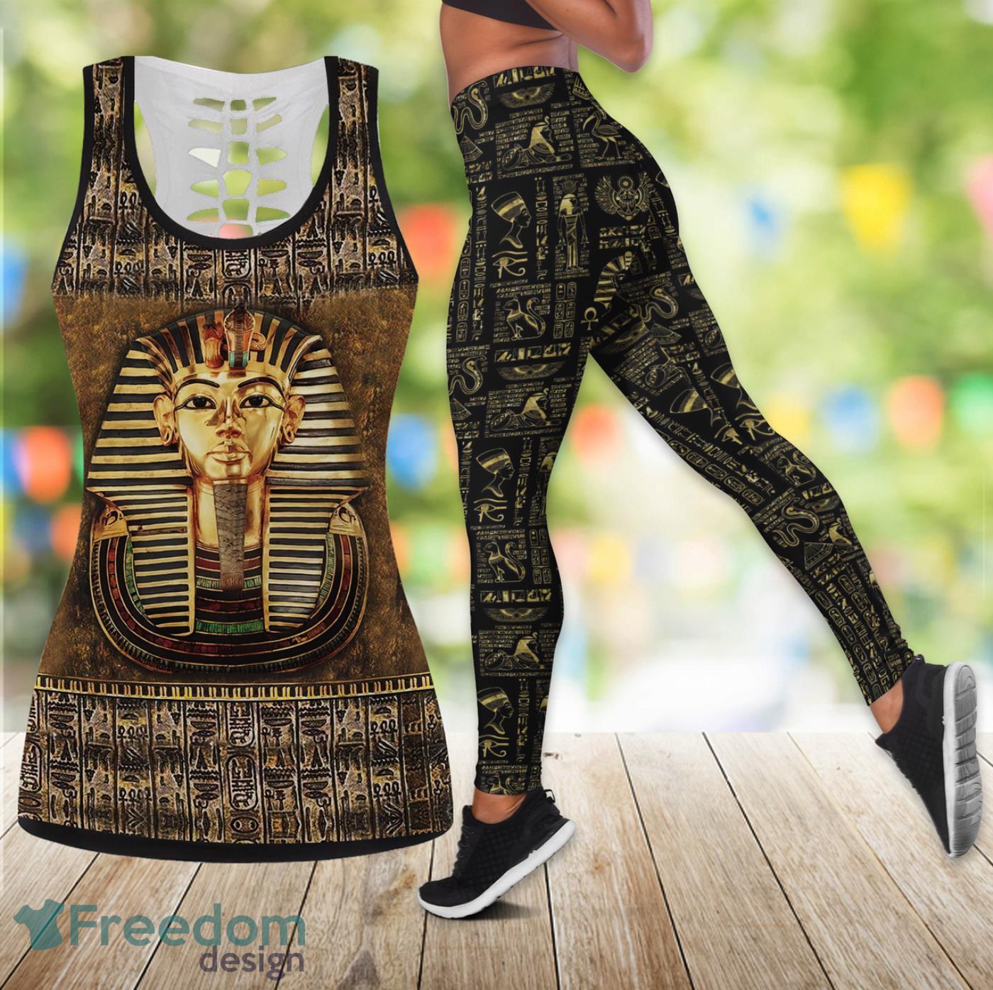 Ancient Egypt Tutankhamun Legging And Hollow Tank Top Gift For Women Product Photo 1