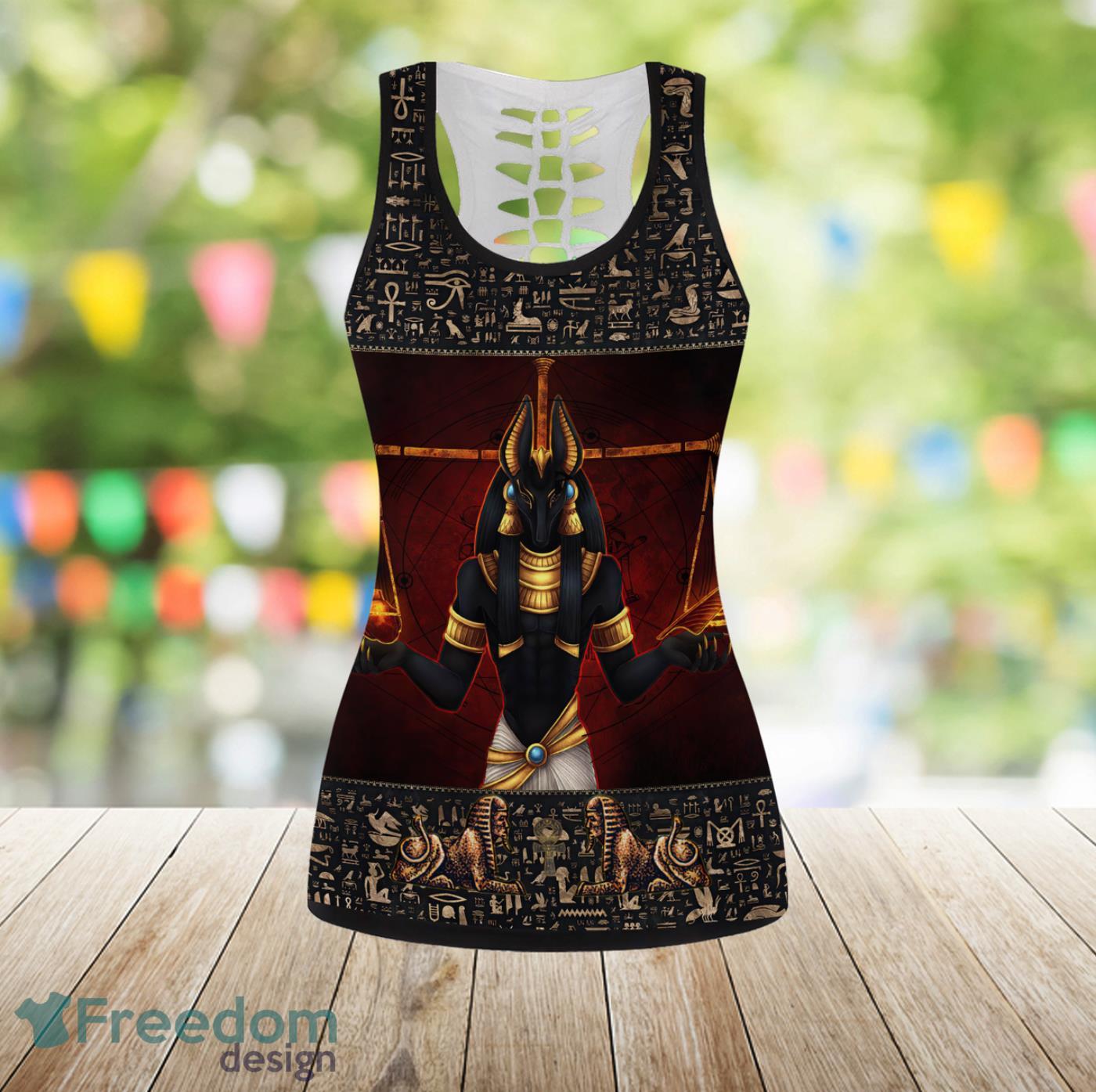 Anubis Ancient Legging And Hollow Tank Top Gift For Women Product Photo 2