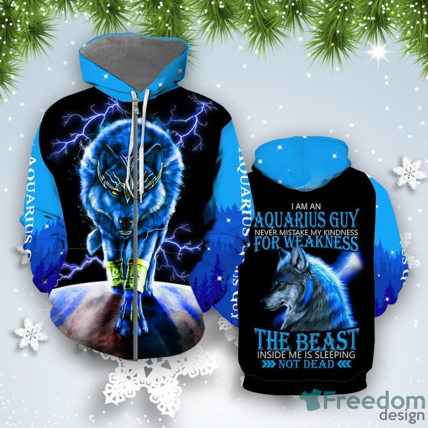 Aquarius Guy Blue All Over Print 3D Hoodie Unique Gift Product Photo 2