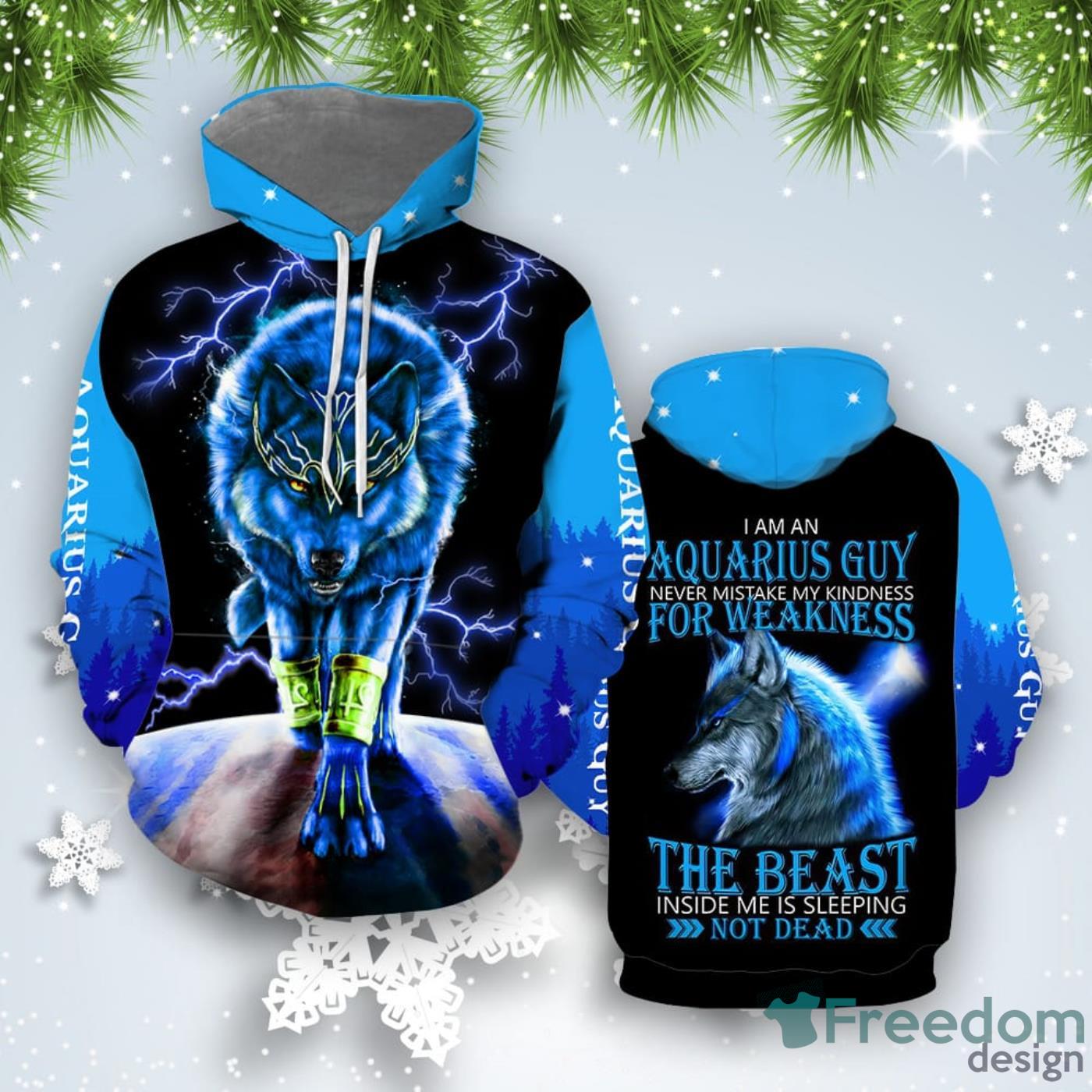 Aquarius Guy Blue All Over Print 3D Hoodie Unique Gift Product Photo 1