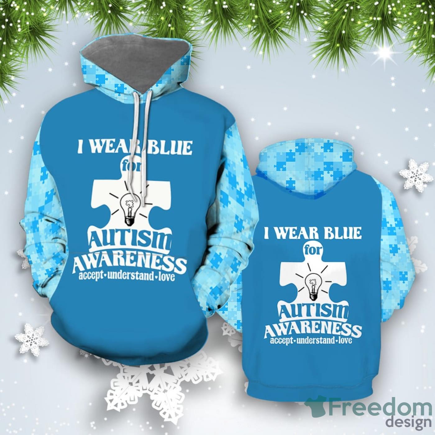 Autism Awareness All Over Print Blue 3D Hoodie Special Gift Product Photo 1