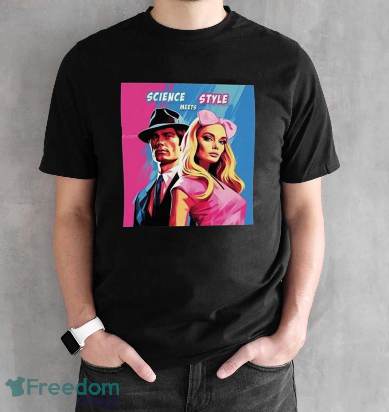 Barbenheimer Barbie Margot Robbie And Oppenheimer Christopher Nolan Painting Shirt - Black Unisex T-Shirt