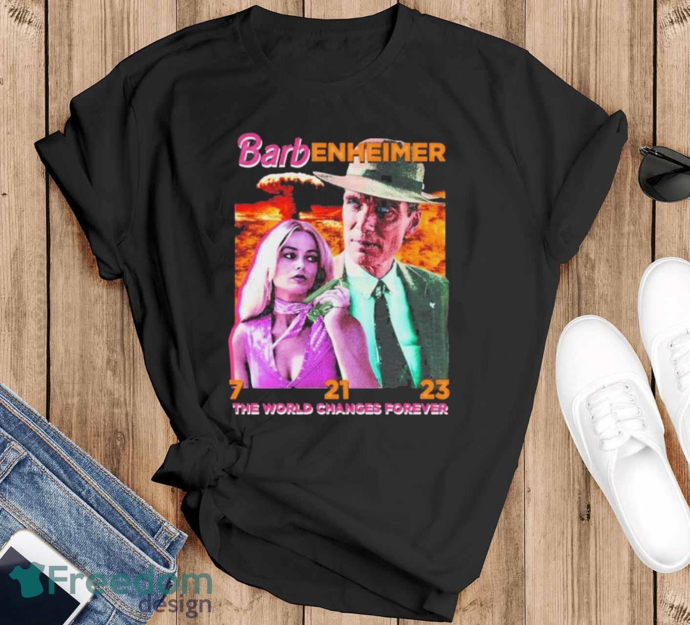 Barbenheimer The World Changes Forever T Shirt - Black T-Shirt