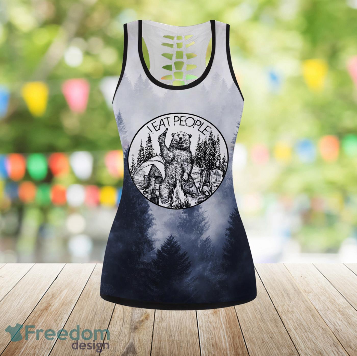 Bear In Forest Legging And Hollow Tank Top Gift For Women Product Photo 2