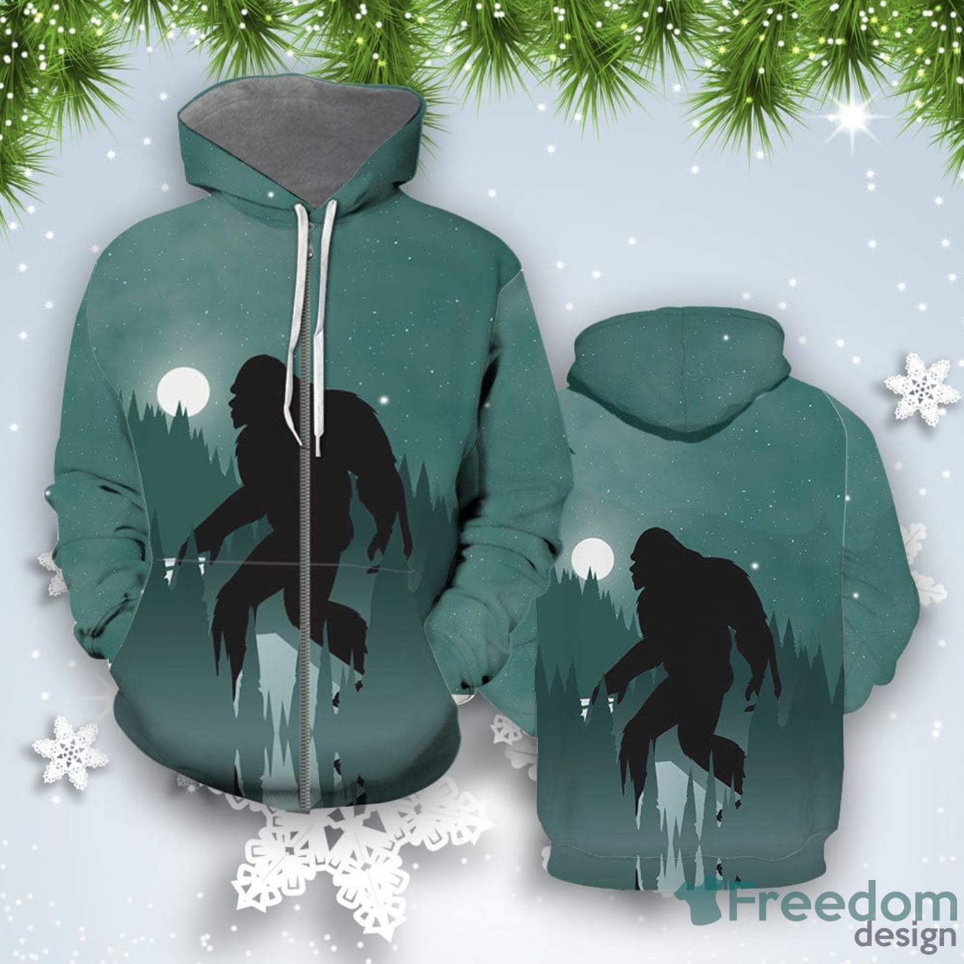 Bigfoot Cool Night All Over Print 3D Hoodie Unique Gift Product Photo 2