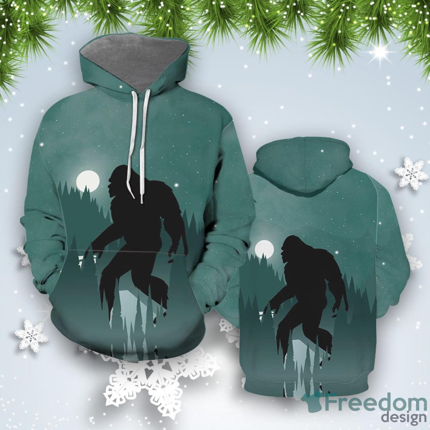 Bigfoot Cool Night All Over Print 3D Hoodie Unique Gift Product Photo 1