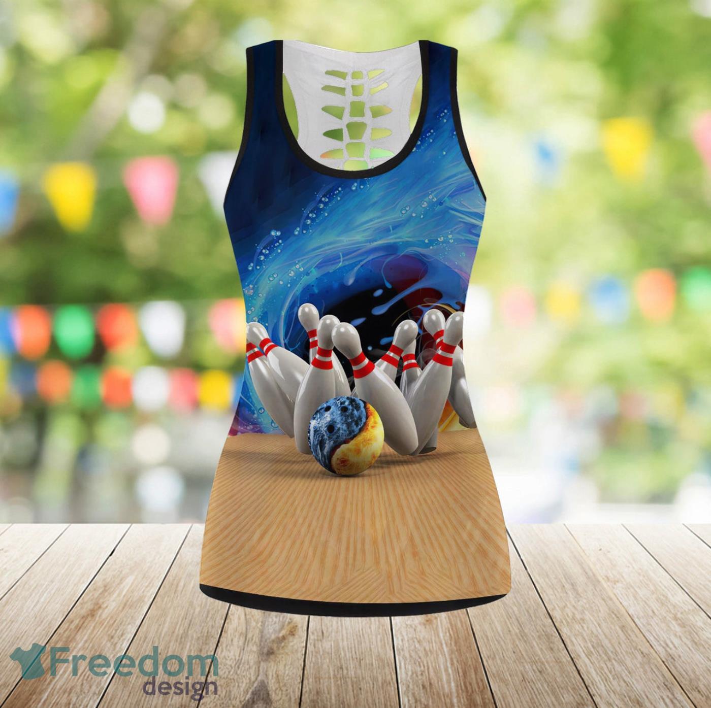 Blue Bowling Legging And Hollow Tank Top Gift For Women Product Photo 3 Blue Bowling Legging And Hollow Tank Top Gift For Women Product Photo 3