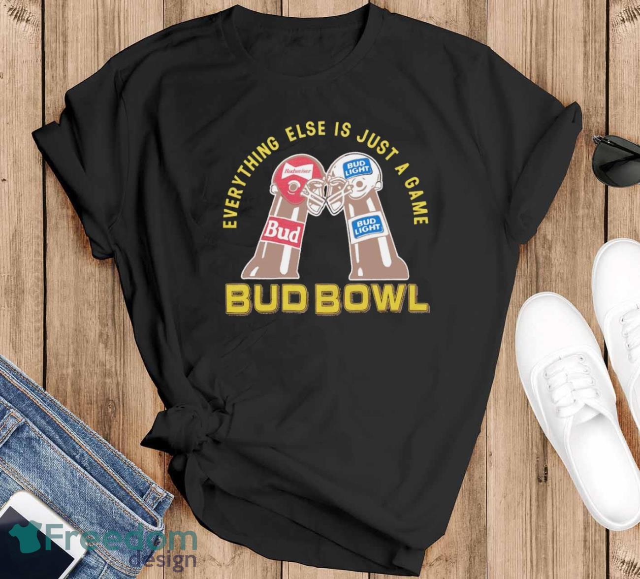 Budweiser vs Bud Light everything else is just a game Bid Bowl retro shirt - Black T-Shirt