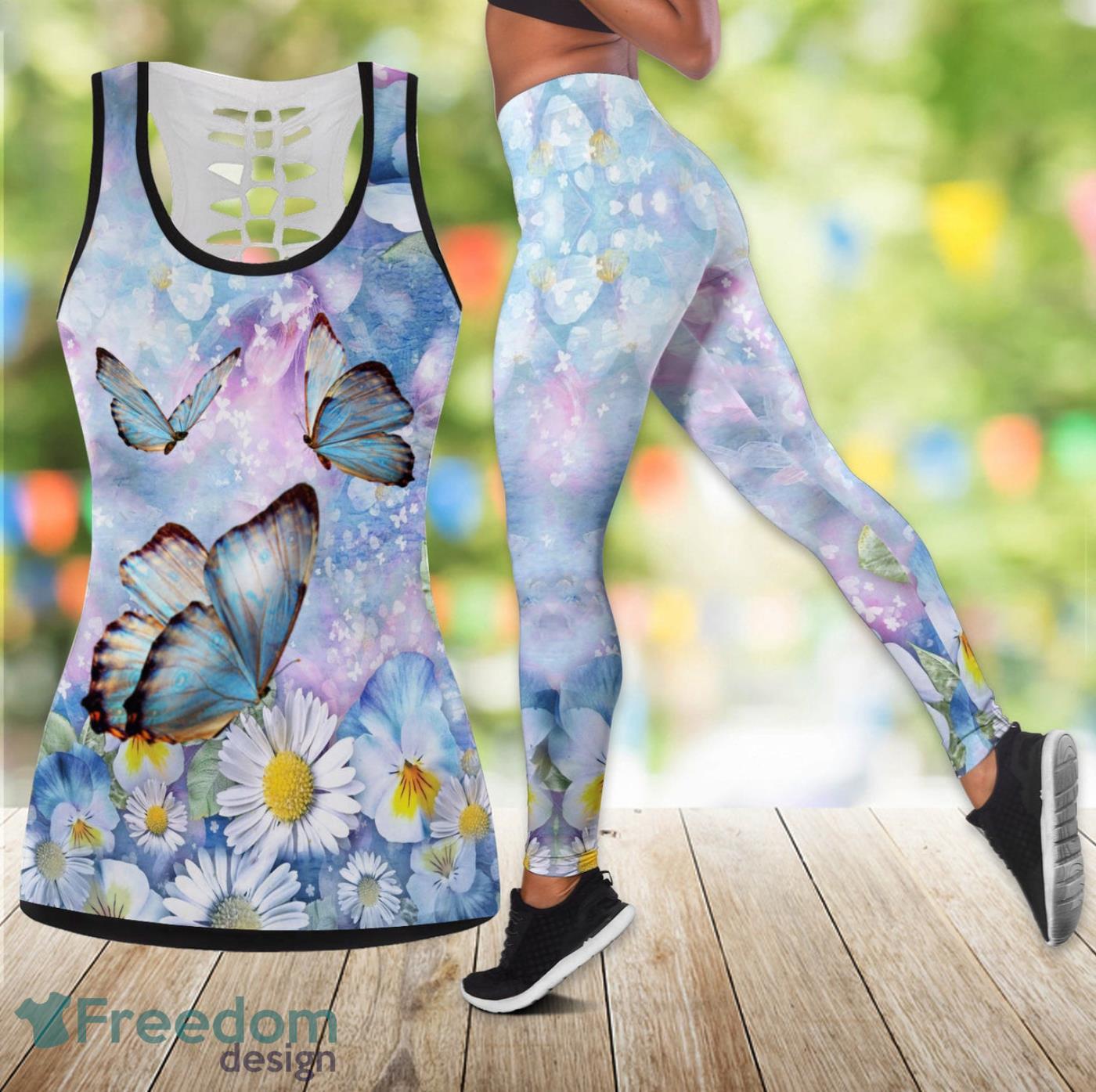 Butterfly Legging And Hollow Tank Top Gift For Women Product Photo 1