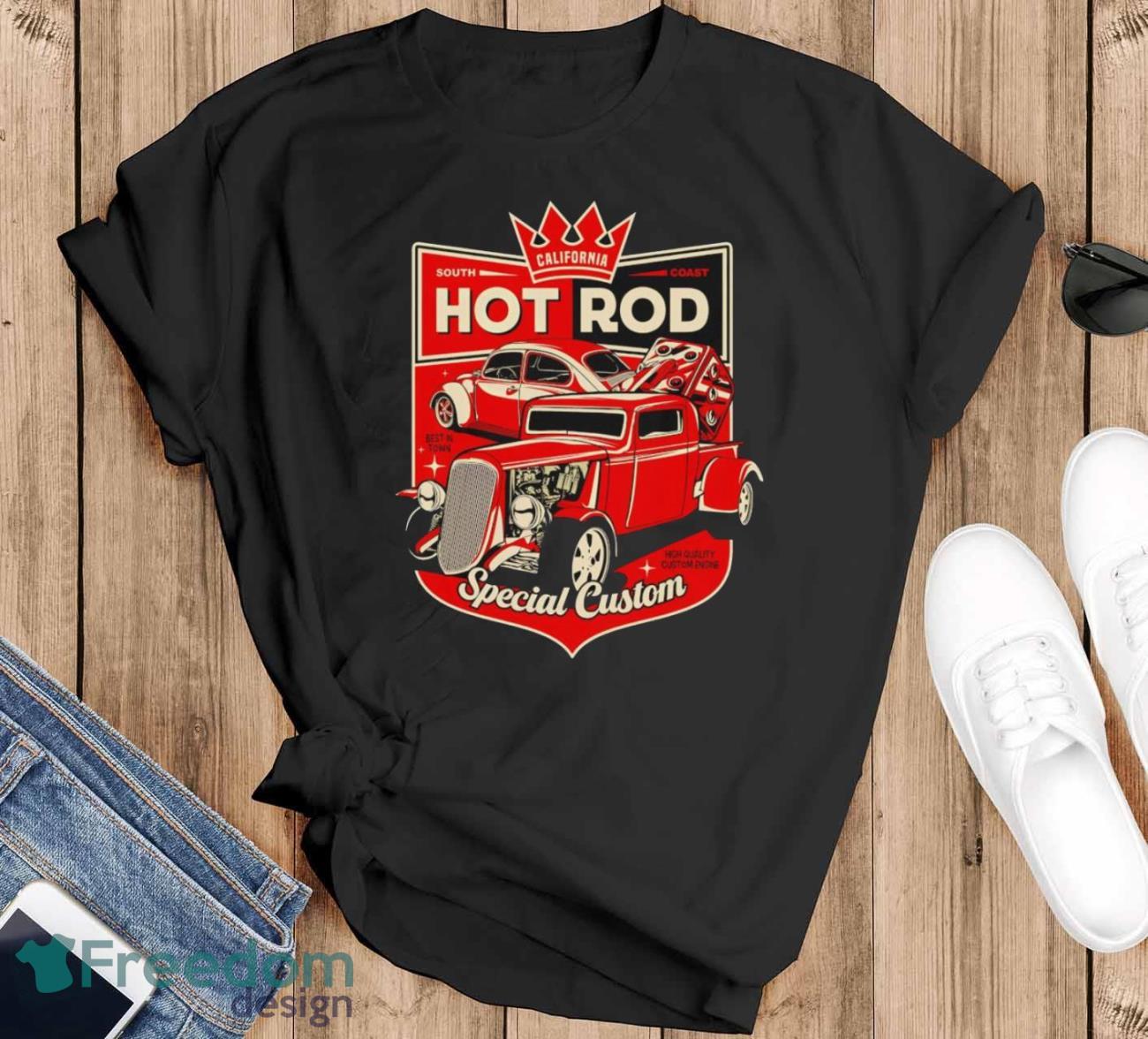 California South Coast Hot Rod retro car logo shirt - Black T-Shirt