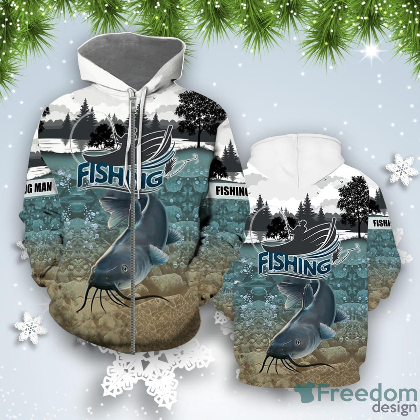 Catfish Fishing All Over Print 3D Hoodie Special Gift Product Photo 2