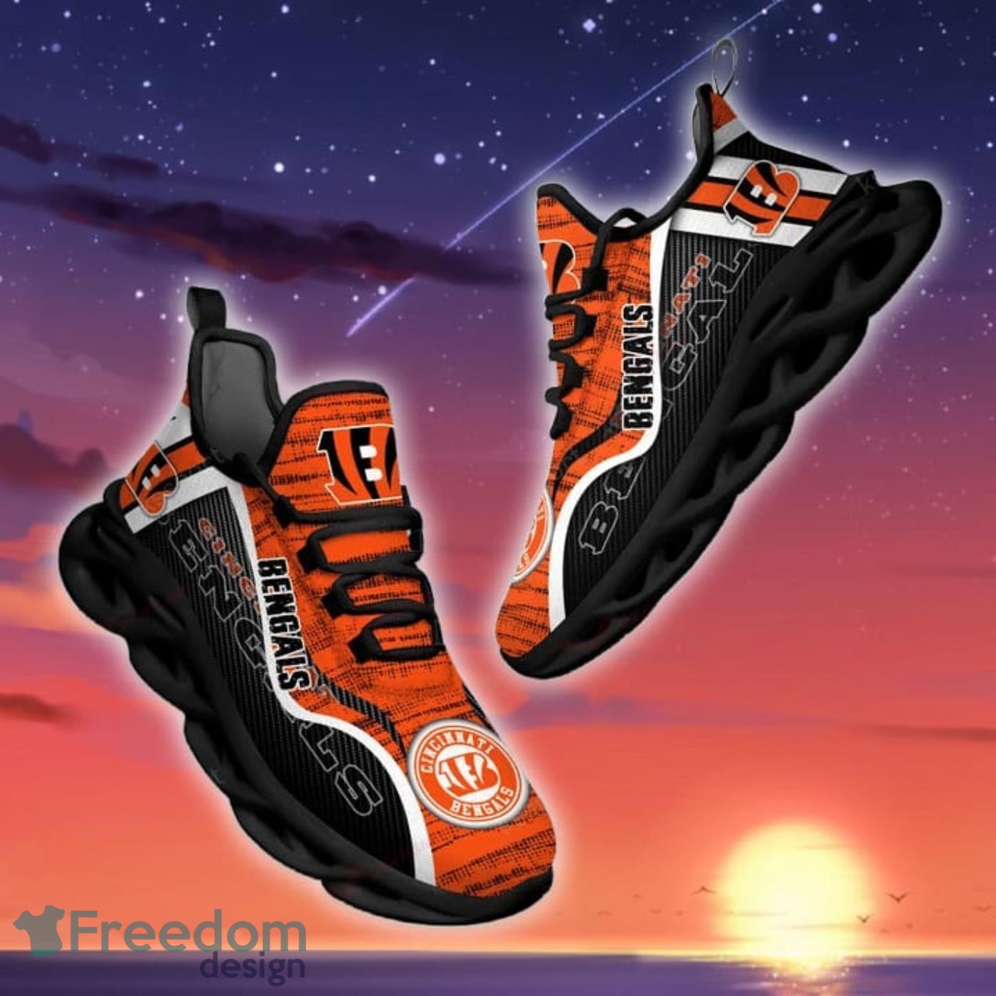 NFL Cincinnati Bengals Max Soul Running Shoes Sneakers - Freedomdesign