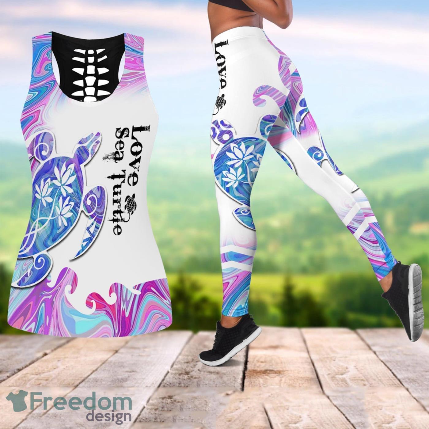 Colorful Sea Turtle Legging And Hollow Tank Top Gift For Women Product Photo 1 Colorful Sea Turtle Legging And Hollow Tank Top Gift For Women Product Photo 1