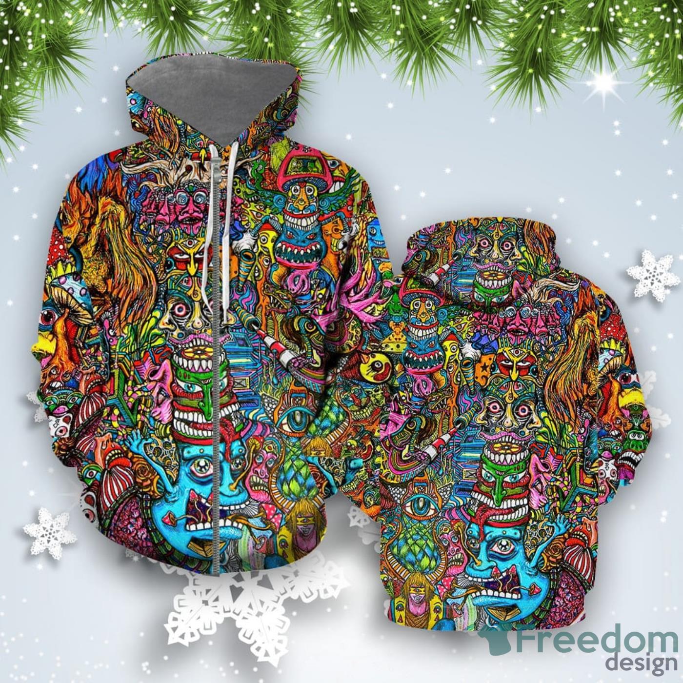 Colorful Trippy All Over Print 3D Hoodie Product Photo 2